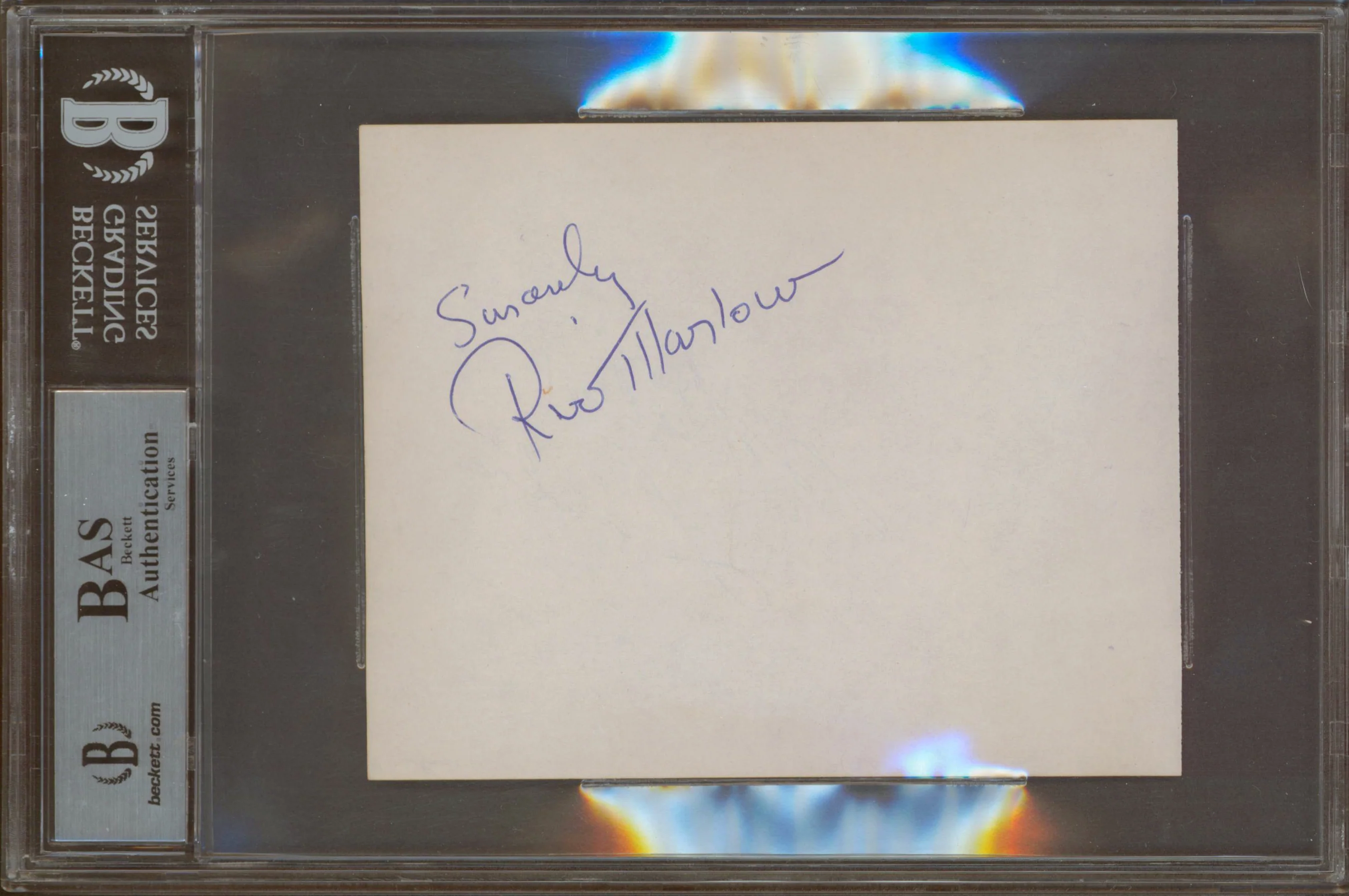 Michael Landon Little House on the Prairie Signed 4.5x5.5 Cut Sig BAS Slabbed - Image 3