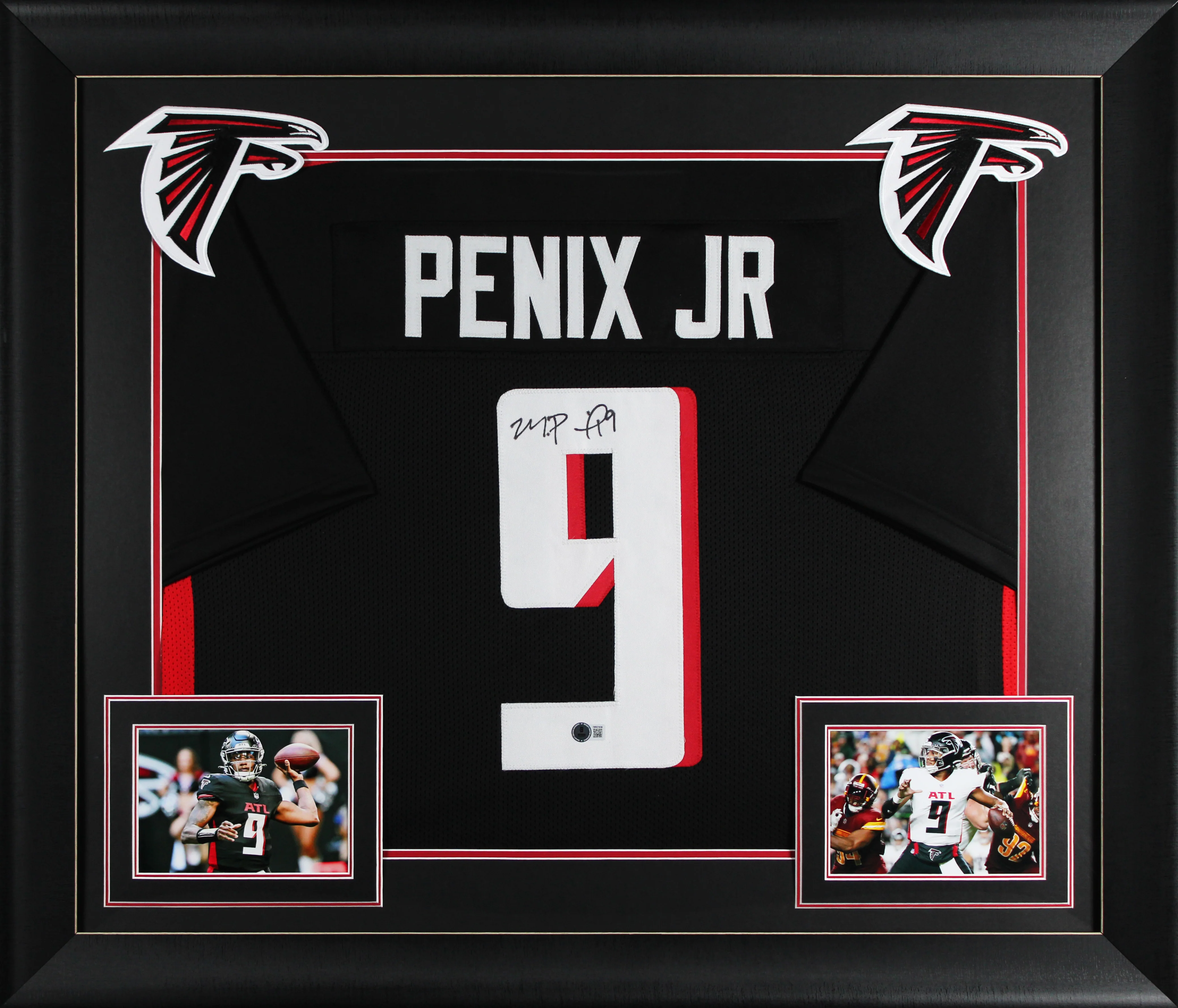Michael Penix Jr. Authentic Signed Black Pro Style Framed Jersey BAS Witnessed - Image 2