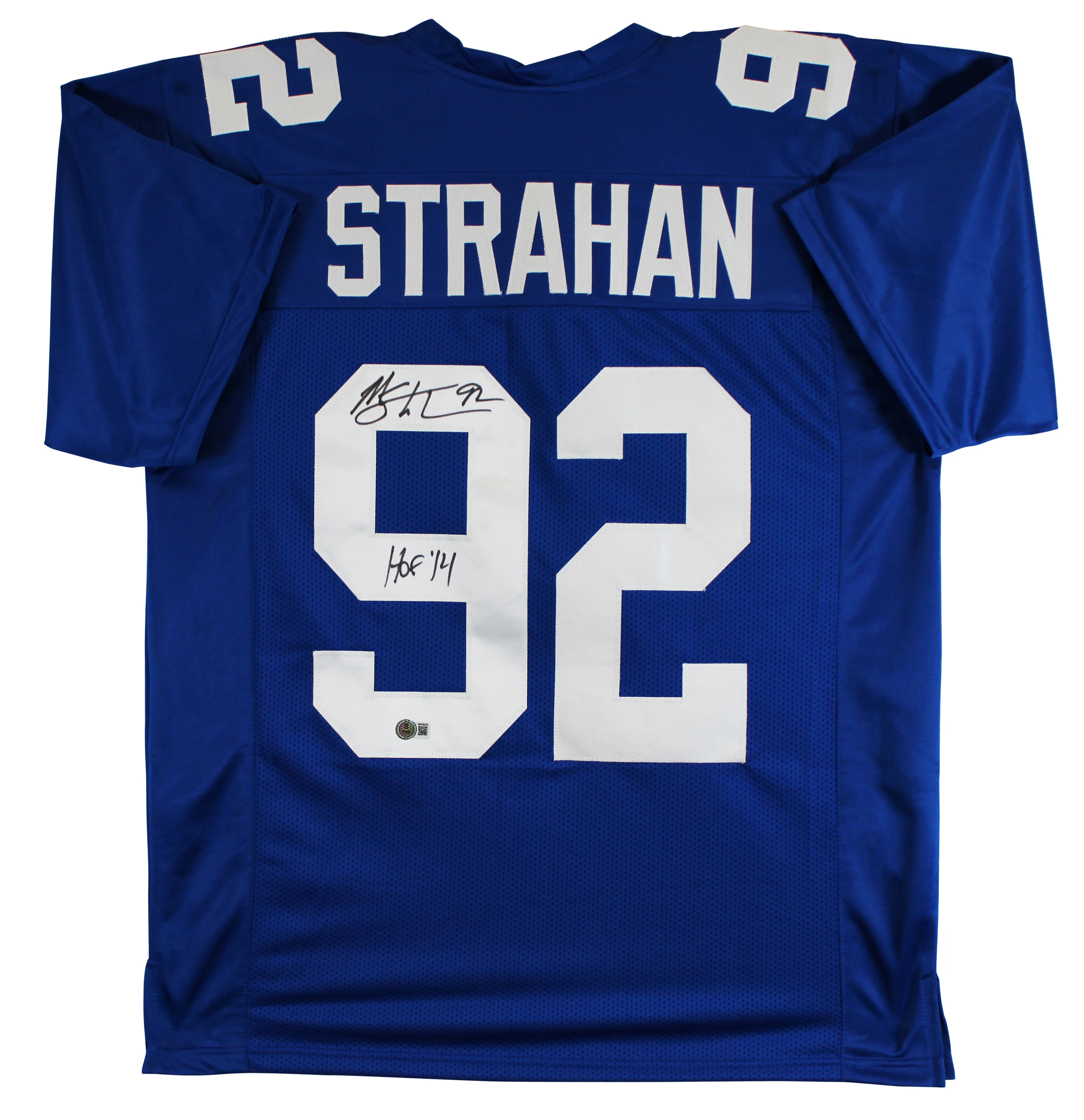 Michael Strahan "HOF 14" Authentic Signed Blue Pro Style Jersey BAS Witnessed 2 - Image 2