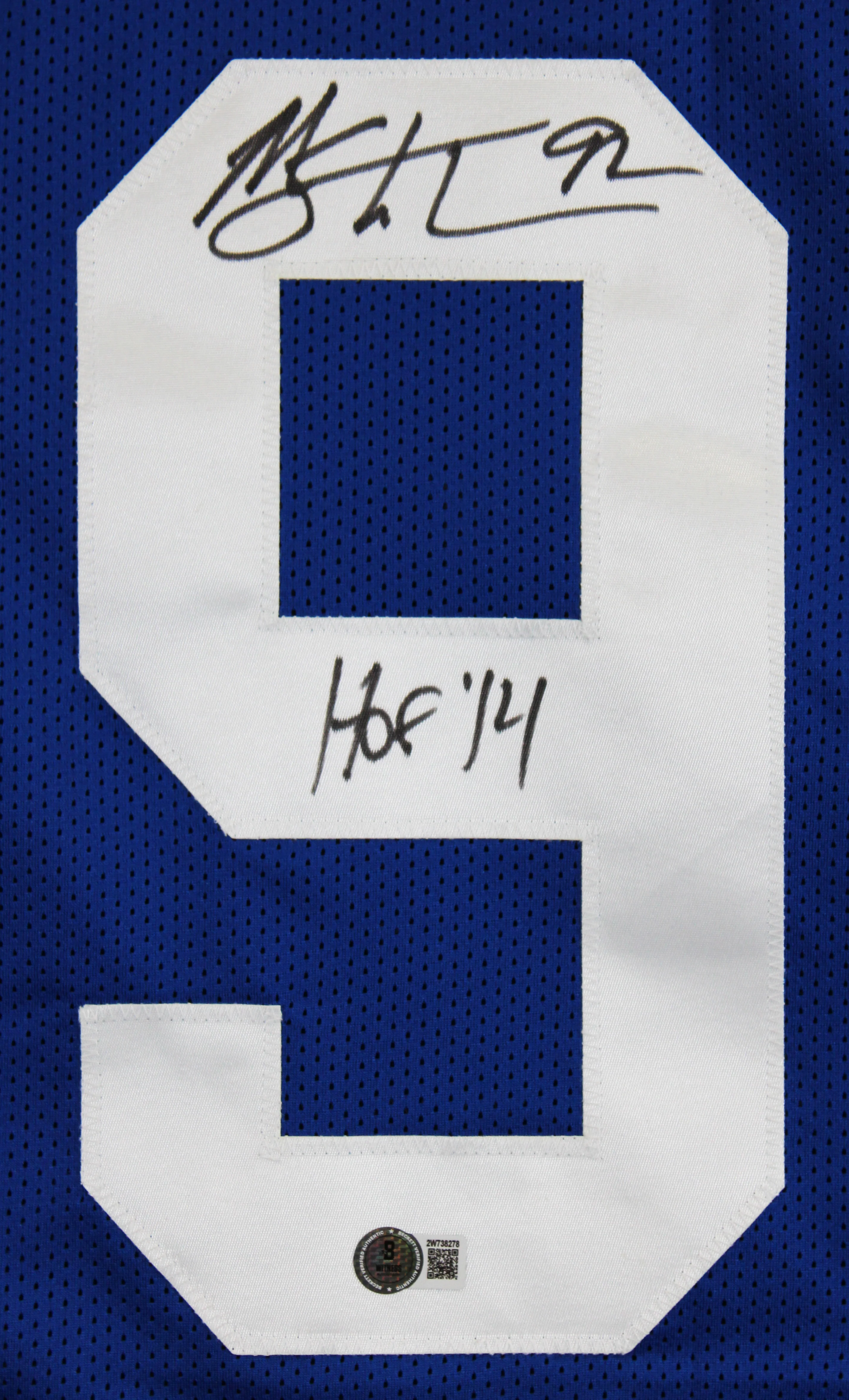 Michael Strahan "HOF 14" Authentic Signed Blue Pro Style Jersey BAS Witnessed 2 - Image 3