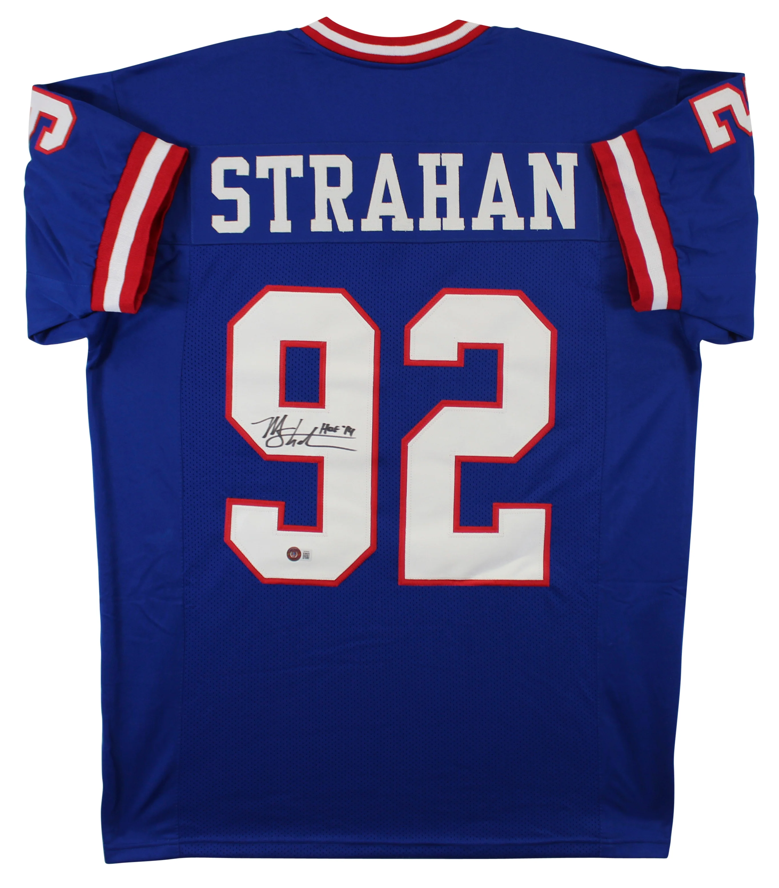 Michael Strahan "HOF 14" Authentic Signed Blue Pro Style Jersey BAS Witnessed - Image 3