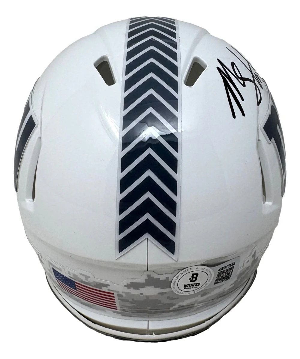 Michael Strahan Signed New York Giants Salute To Service Mini Speed Helmet BAS - Image 2