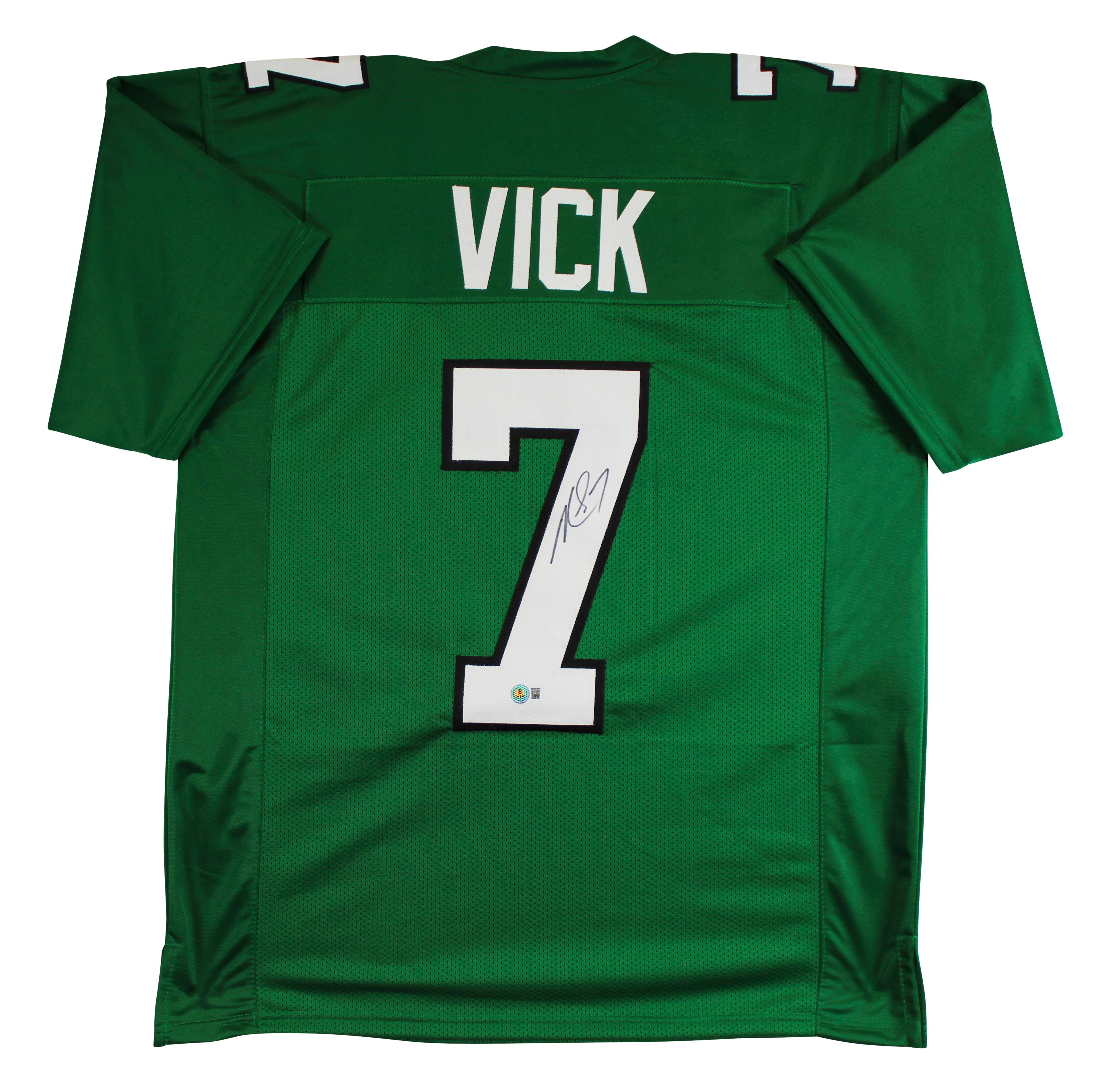 Michael Vick Authentic Signed Green Throwback Pro Style Jersey BAS Witnessed - Image 2