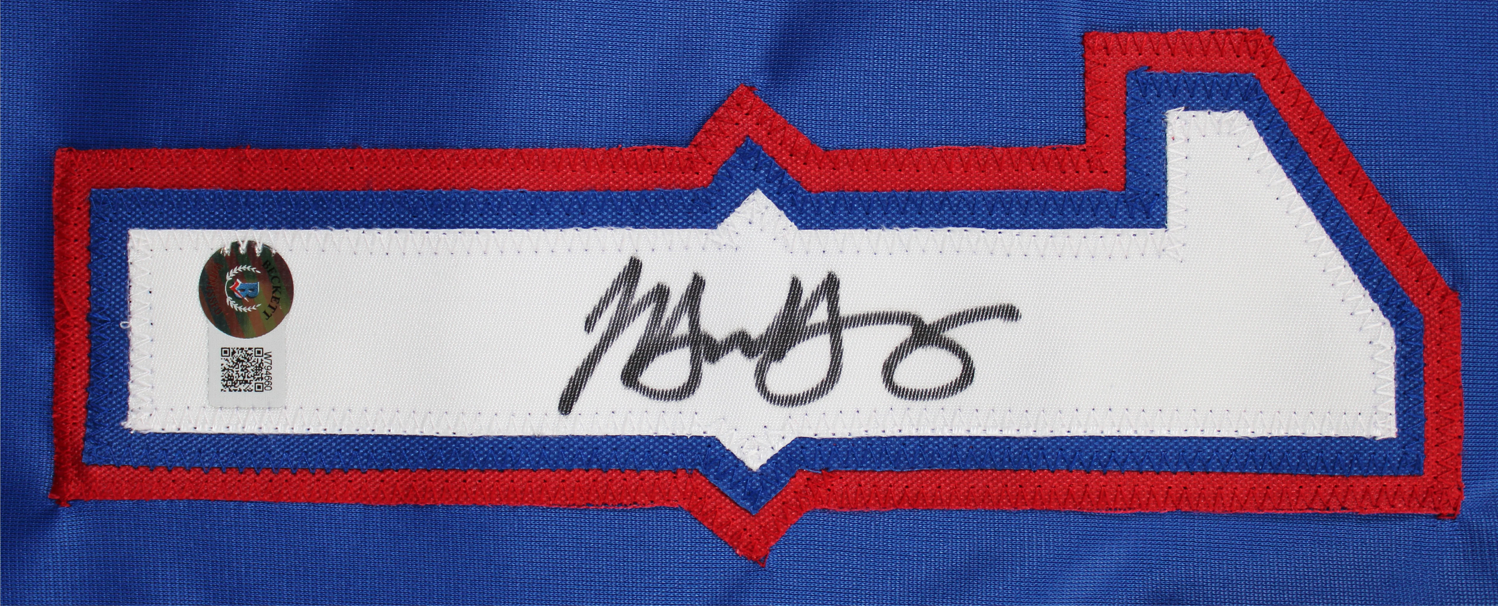 Michael Young Authentic Signed Blue Pro Style Jersey Autographed BAS Witnessed - Image 3