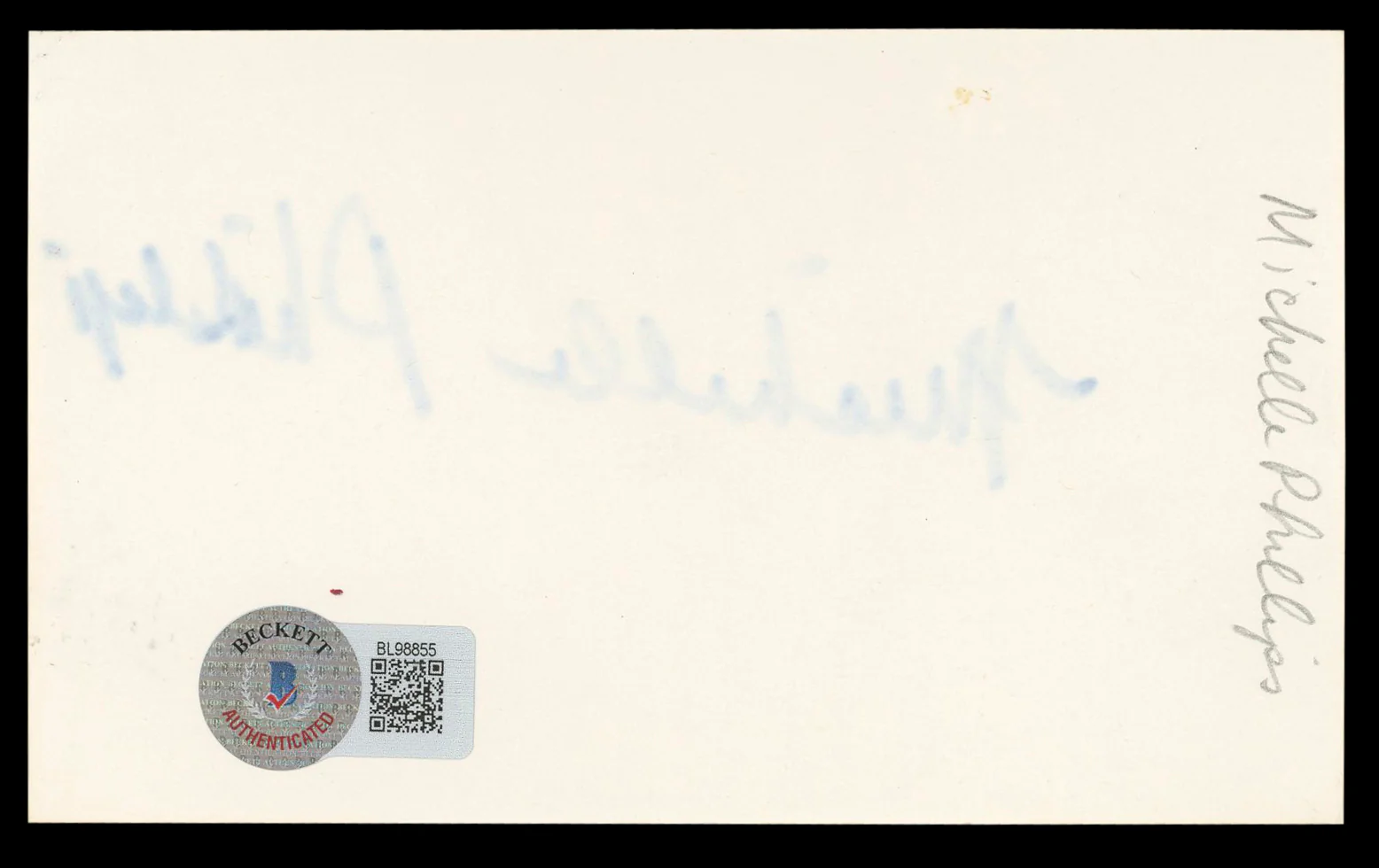 Michelle Phillips Knots Landing Authentic Signed 3x5 Index Card BAS #BL98855 - Image 3
