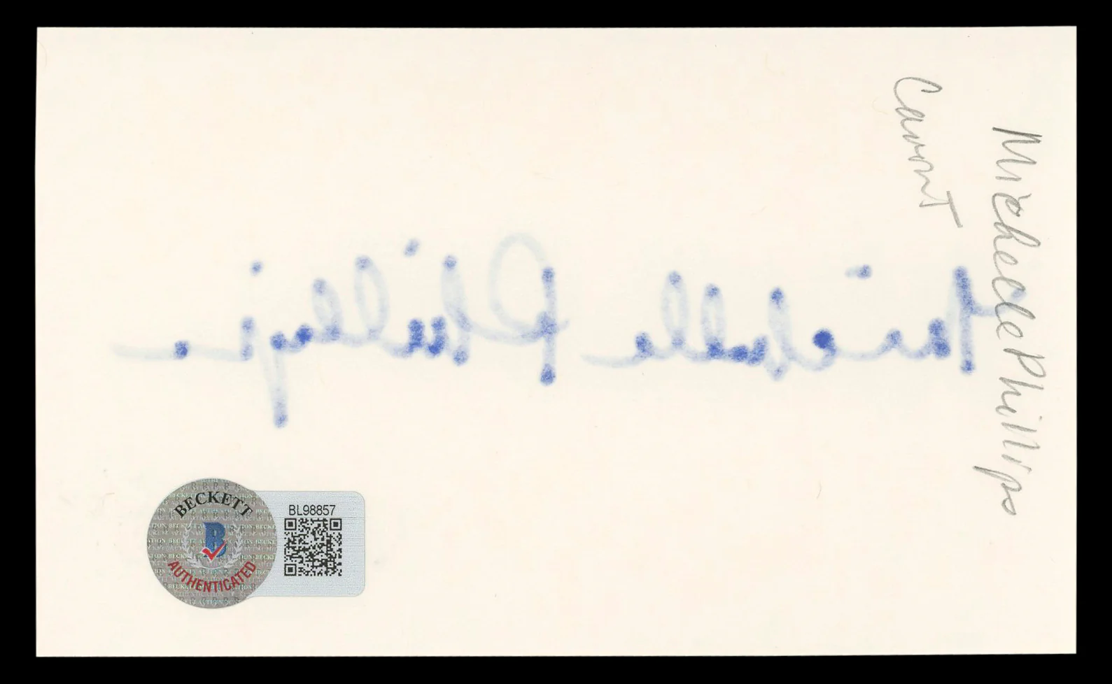 Michelle Phillips Knots Landing Authentic Signed 3x5 Index Card BAS #BL98857 - Image 3