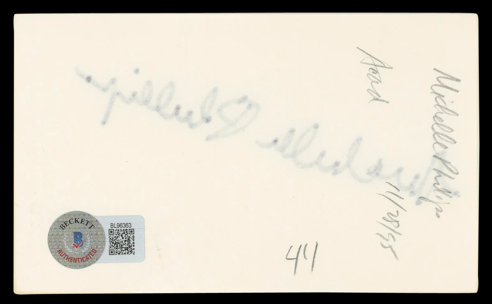 Michelle Phillips Valentino Authentic Signed 3x5 Index Card BAS #BL96363 - Image 3