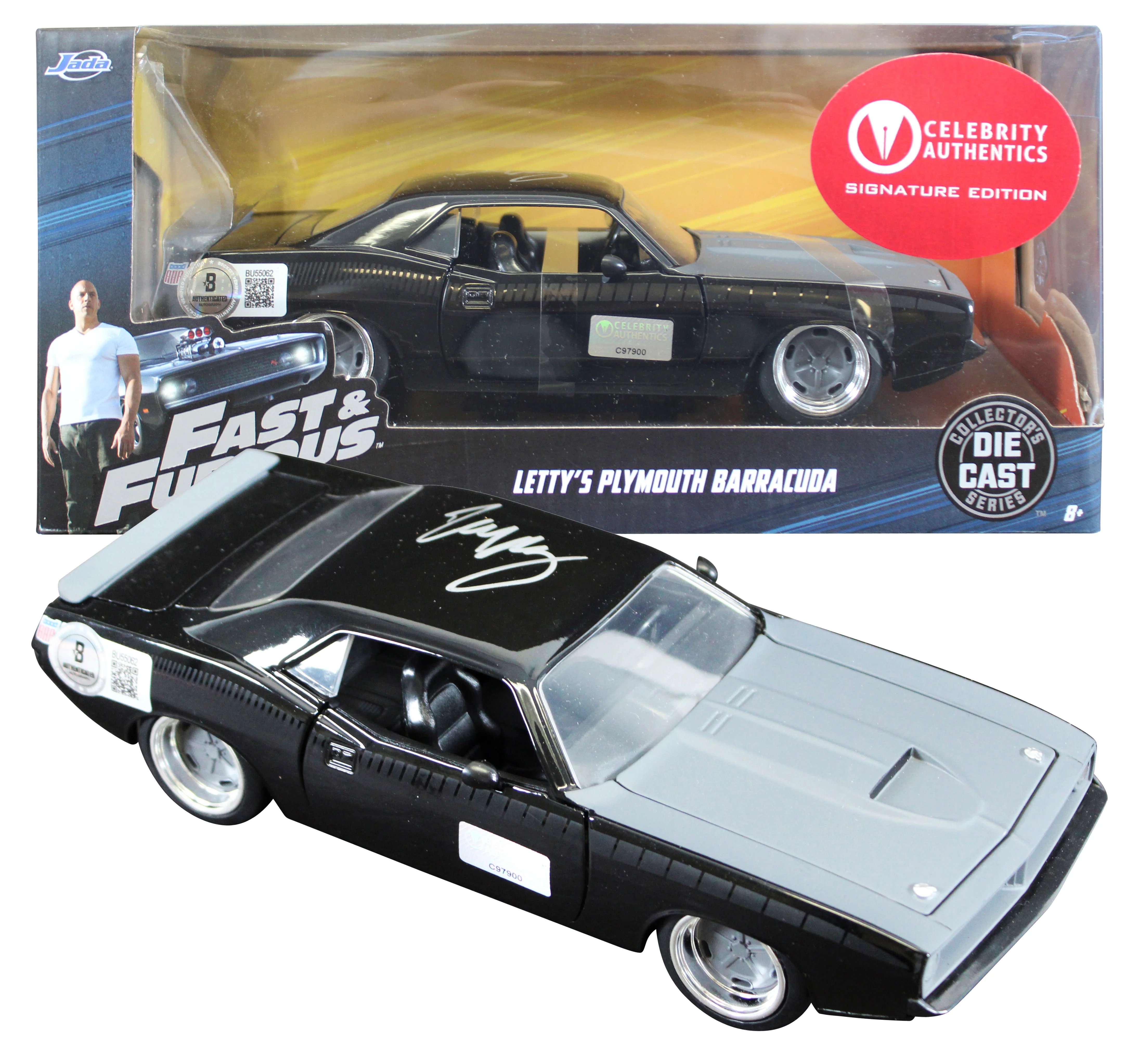Michelle Rodriguez Fast And Furious Signed Barracuda 1:24 Die Cast Metal Car BAS - Image 2