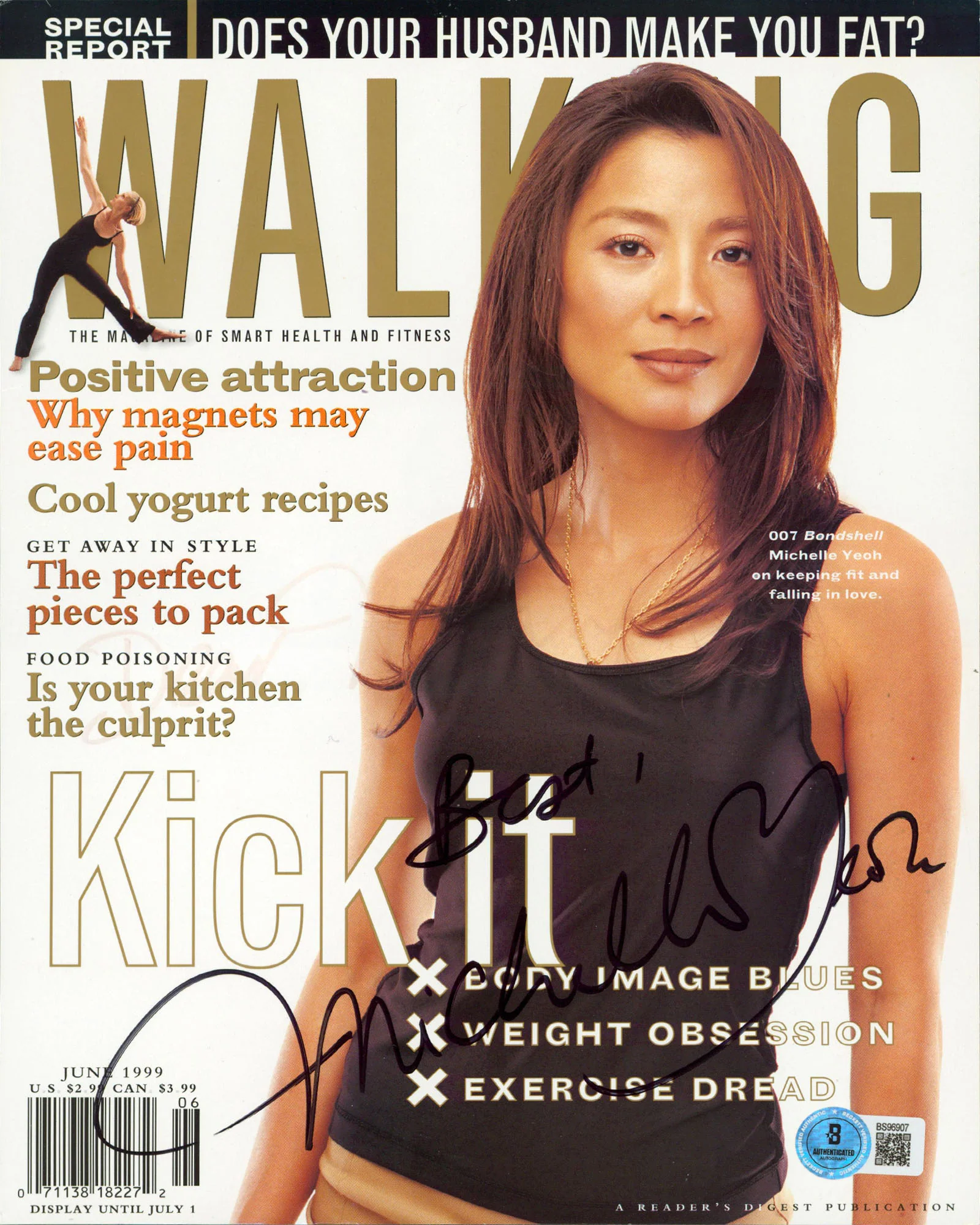 Michelle Yeoh "Best" Signed Walking Magazine Cover June 1999 BAS #BS96907 - Image 2