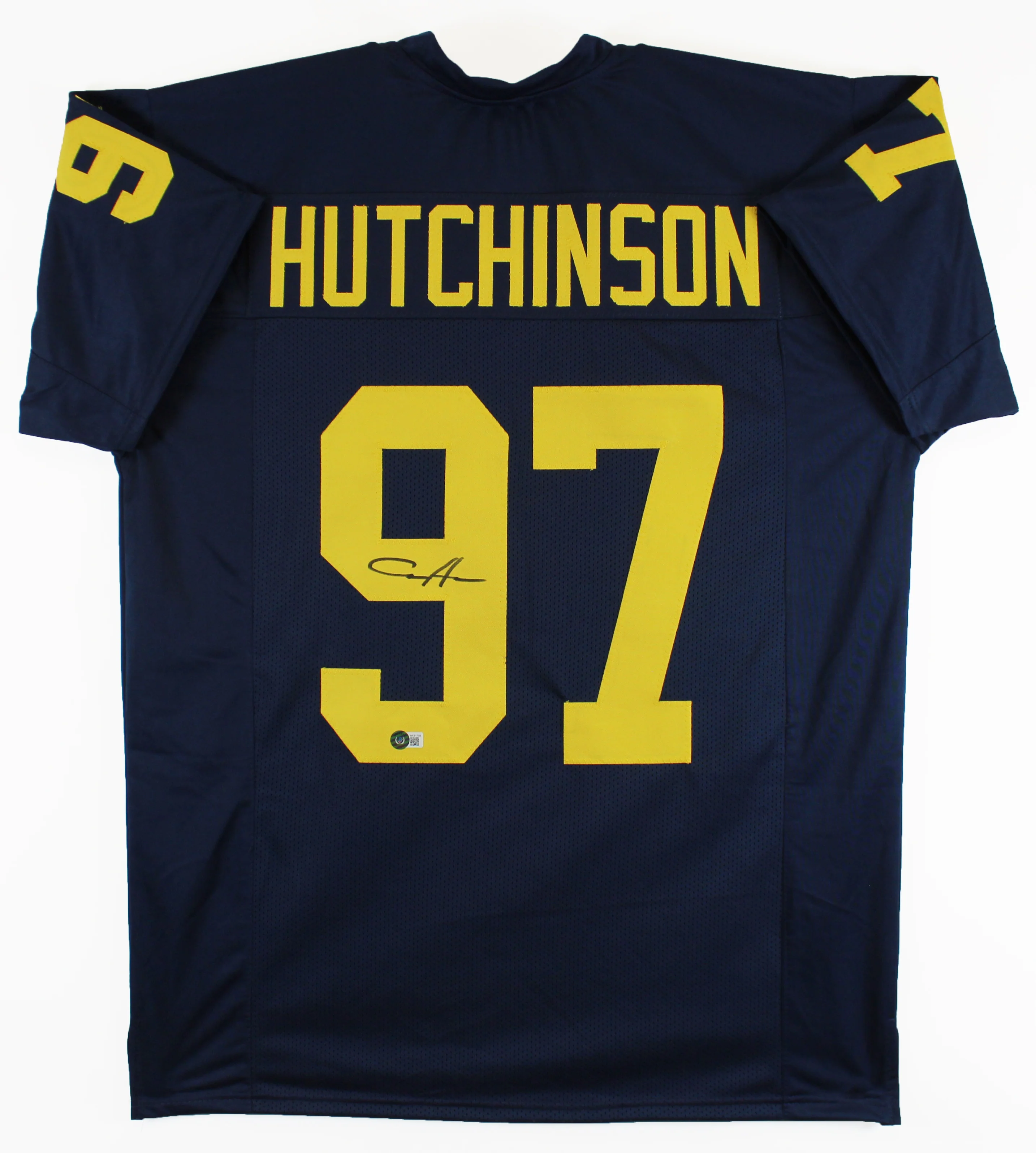 Michigan Aidan Hutchinson Signed Navy Blue Pro Style Jersey BAS Witnessed - Image 2