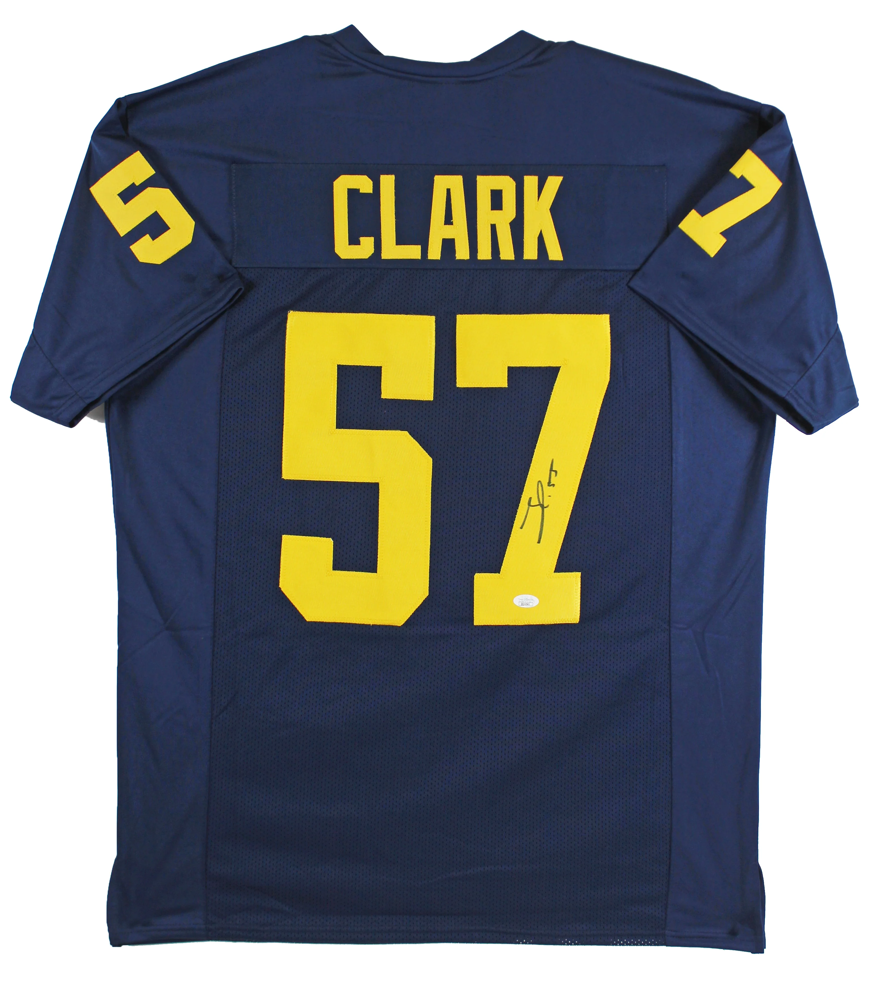 Michigan Frank Clark Authentic Signed Navy Blue Pro Style Jersey Autographed JSA - Image 2