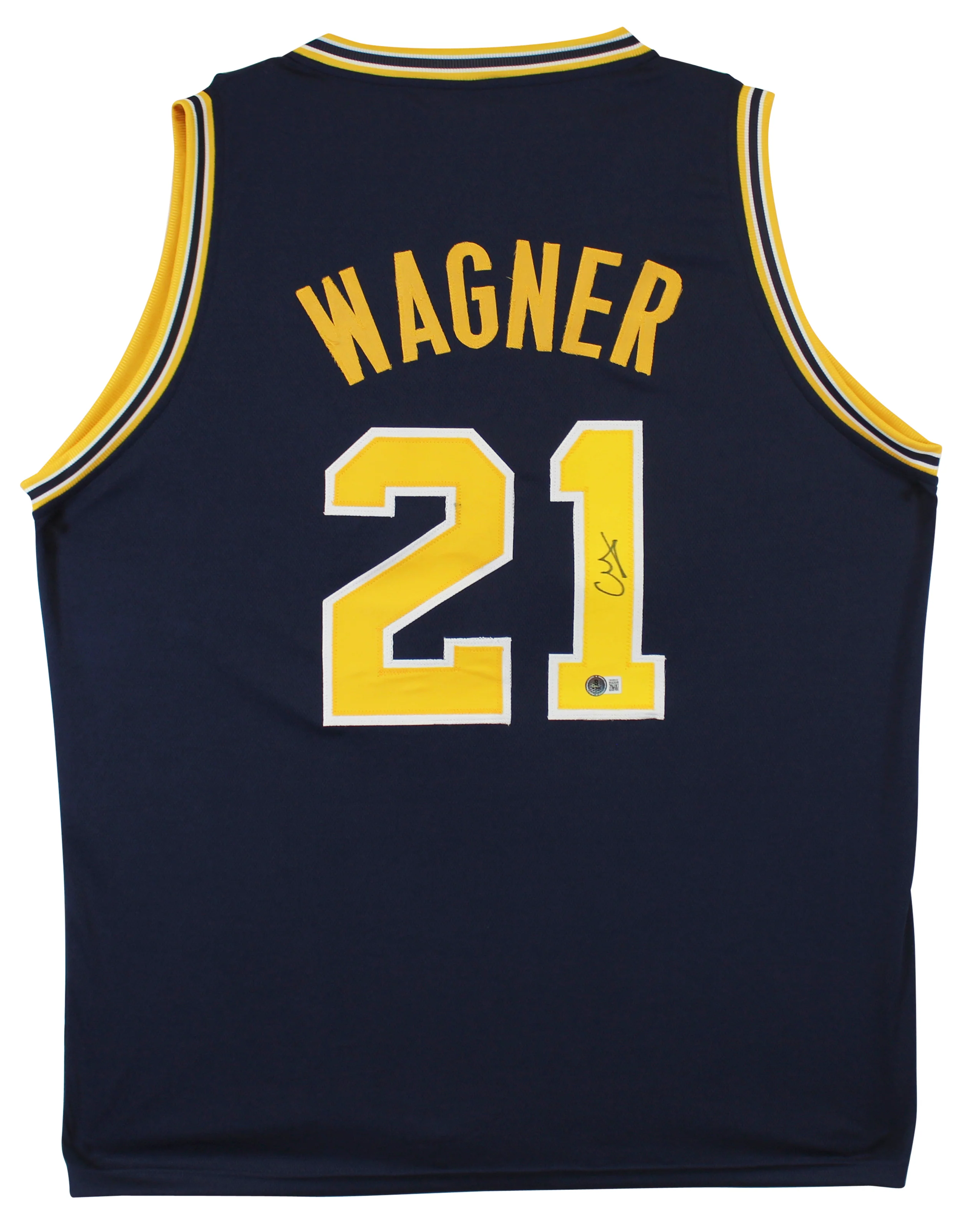Michigan Franz Wagner Authentic Signed Navy Blue Pro Style Jersey BAS Witnessed - Image 2