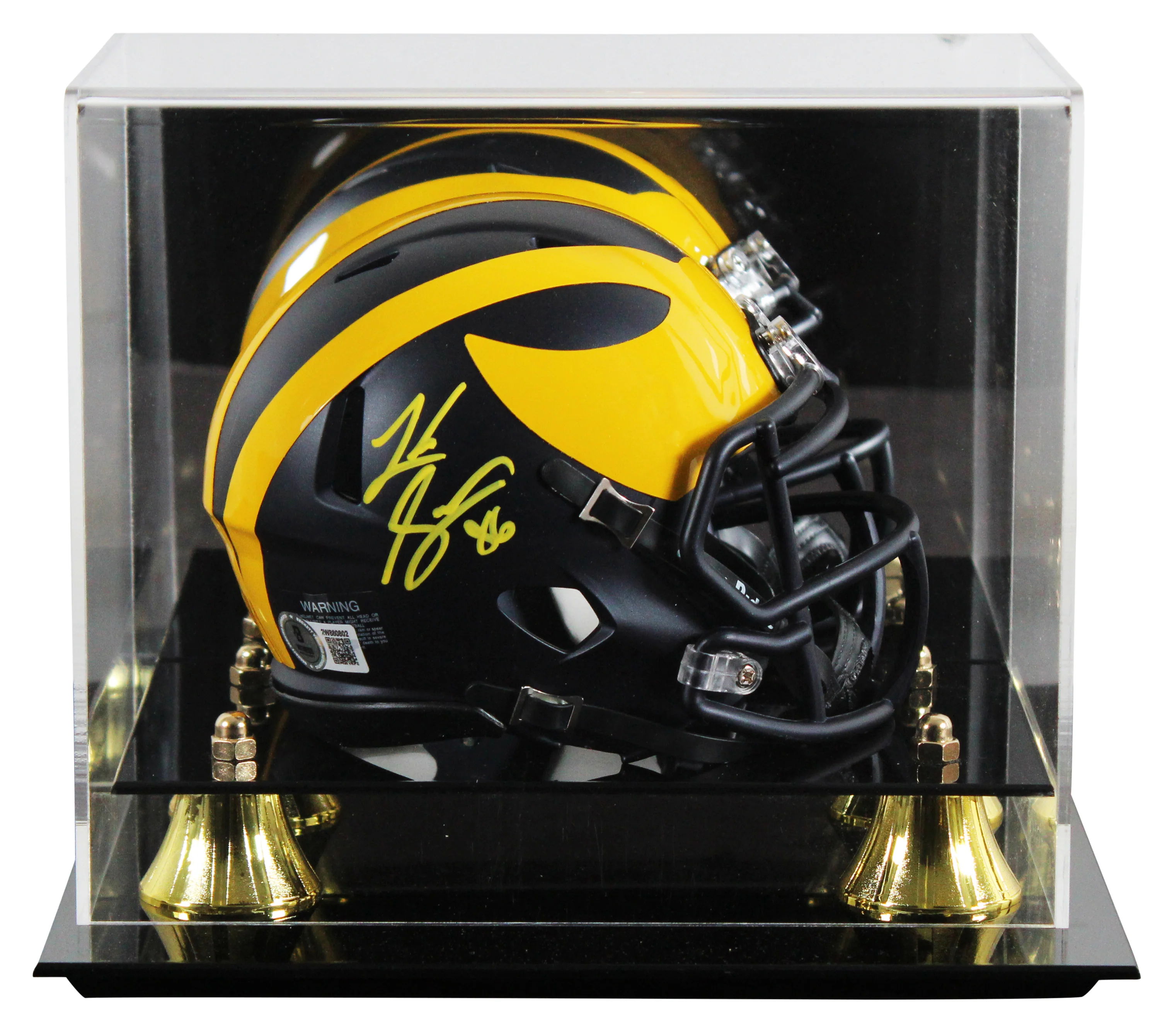 Michigan Luke Schoonmaker Signed Speed Mini Helmet W/ Case BAS Witnessed - Image 2