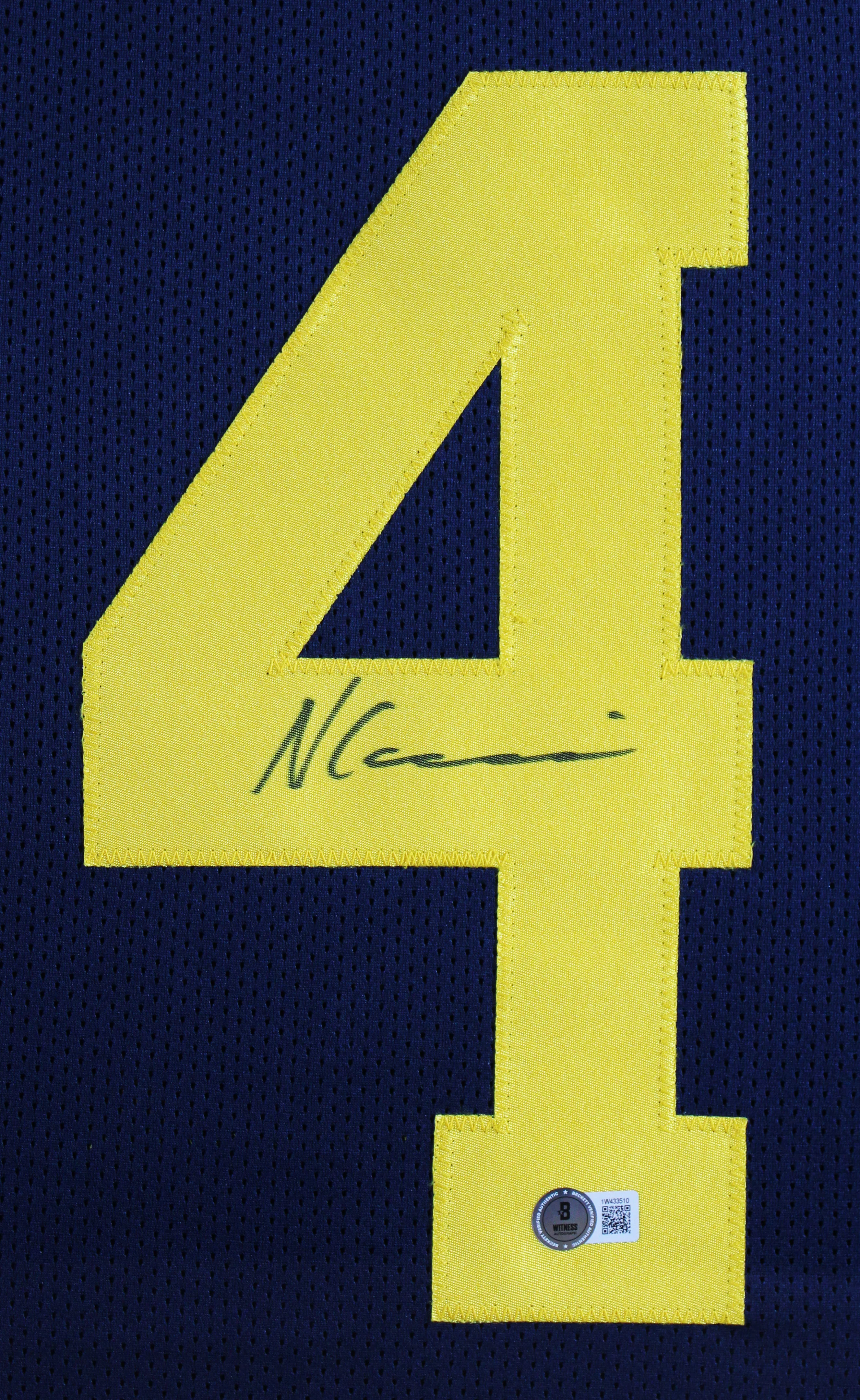 Michigan Nico Collins Signed Navy Blue Pro Style Framed Jersey BAS Witnessed - Image 3