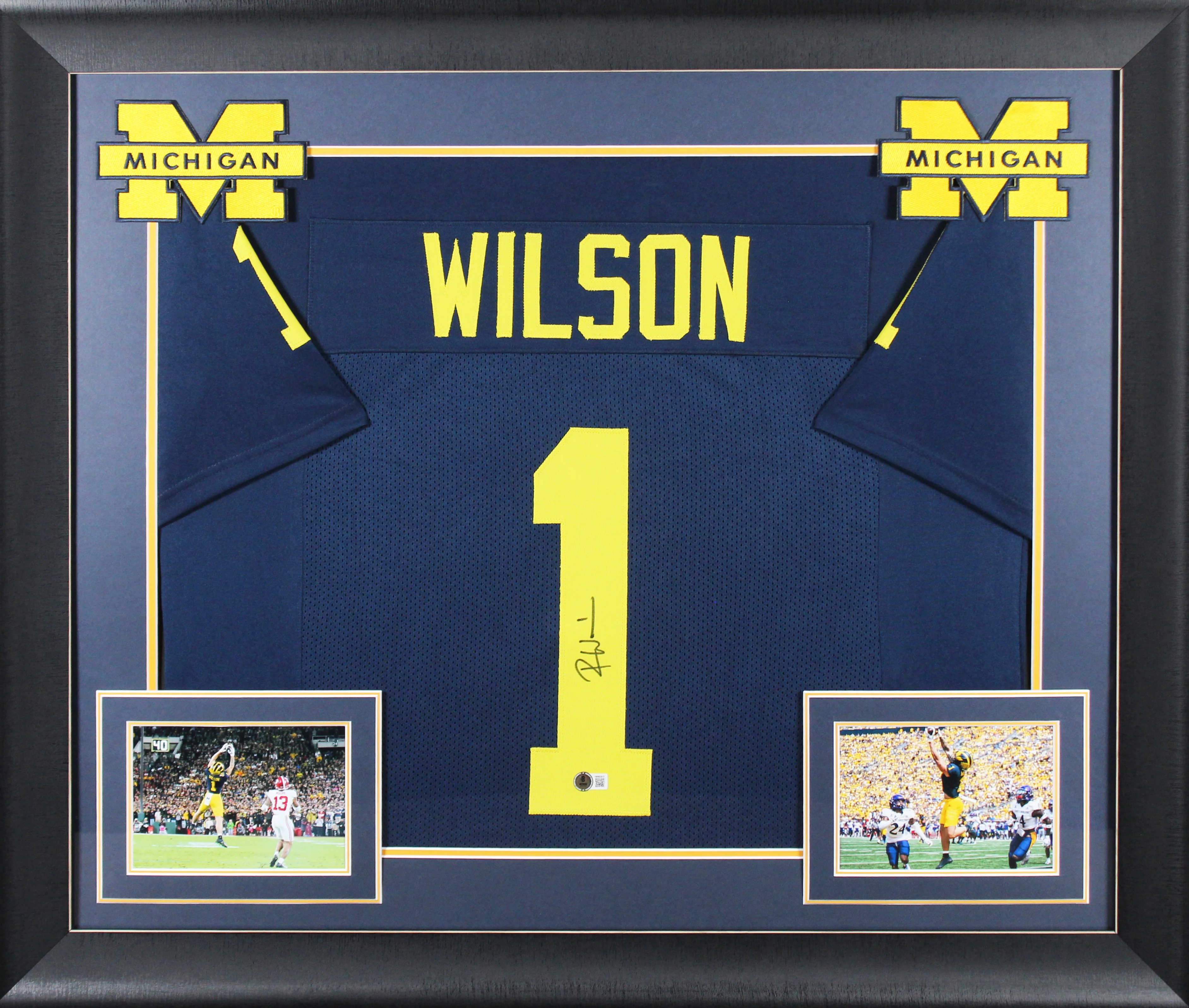 Michigan Roman Wilson Authentic Signed Navy Blue Pro Style Framed Jersey BAS Wit - Image 2