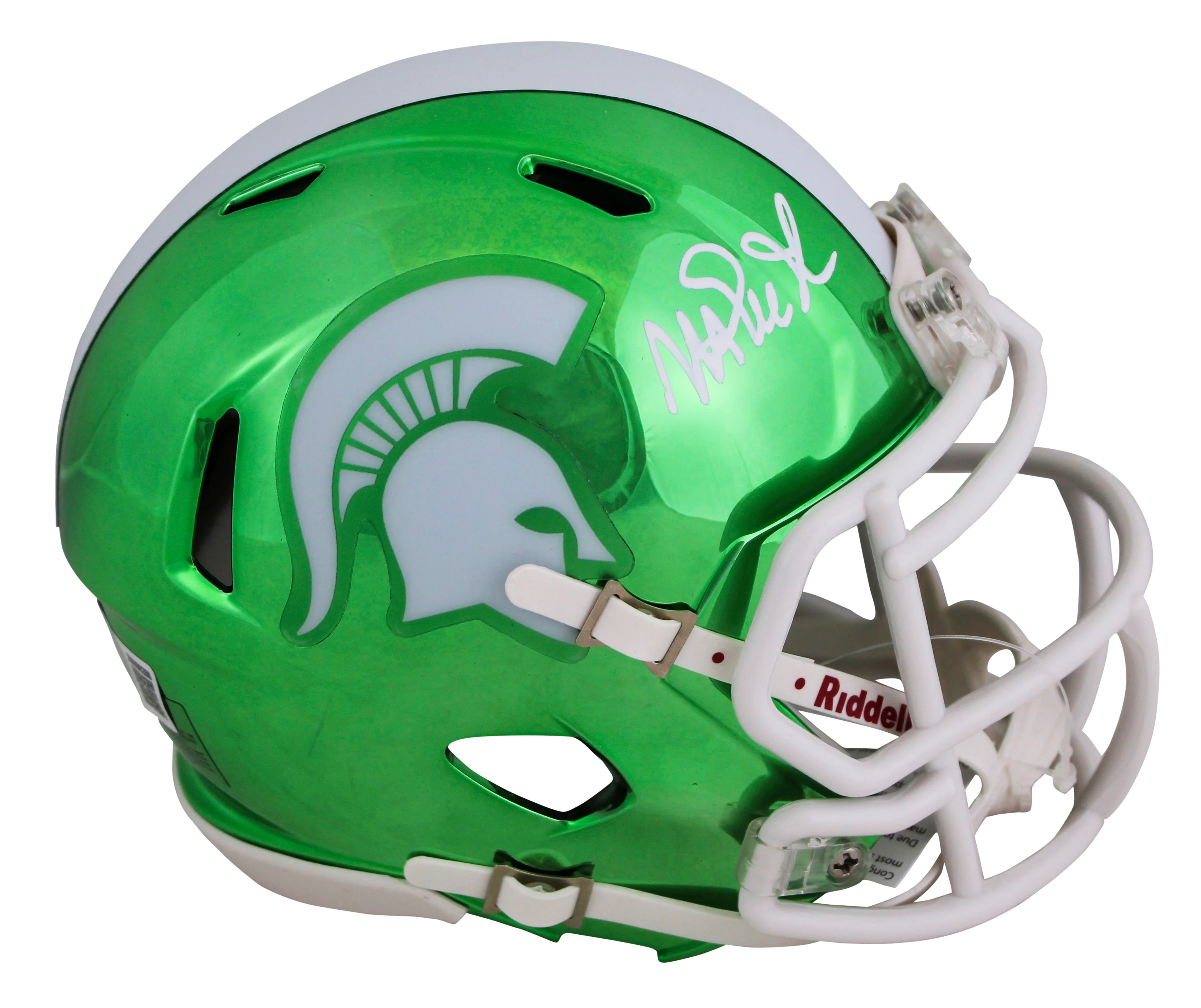 Michigan State Magic Johnson Signed Chrome Speed Mini Helmet BAS Witnessed - Image 2