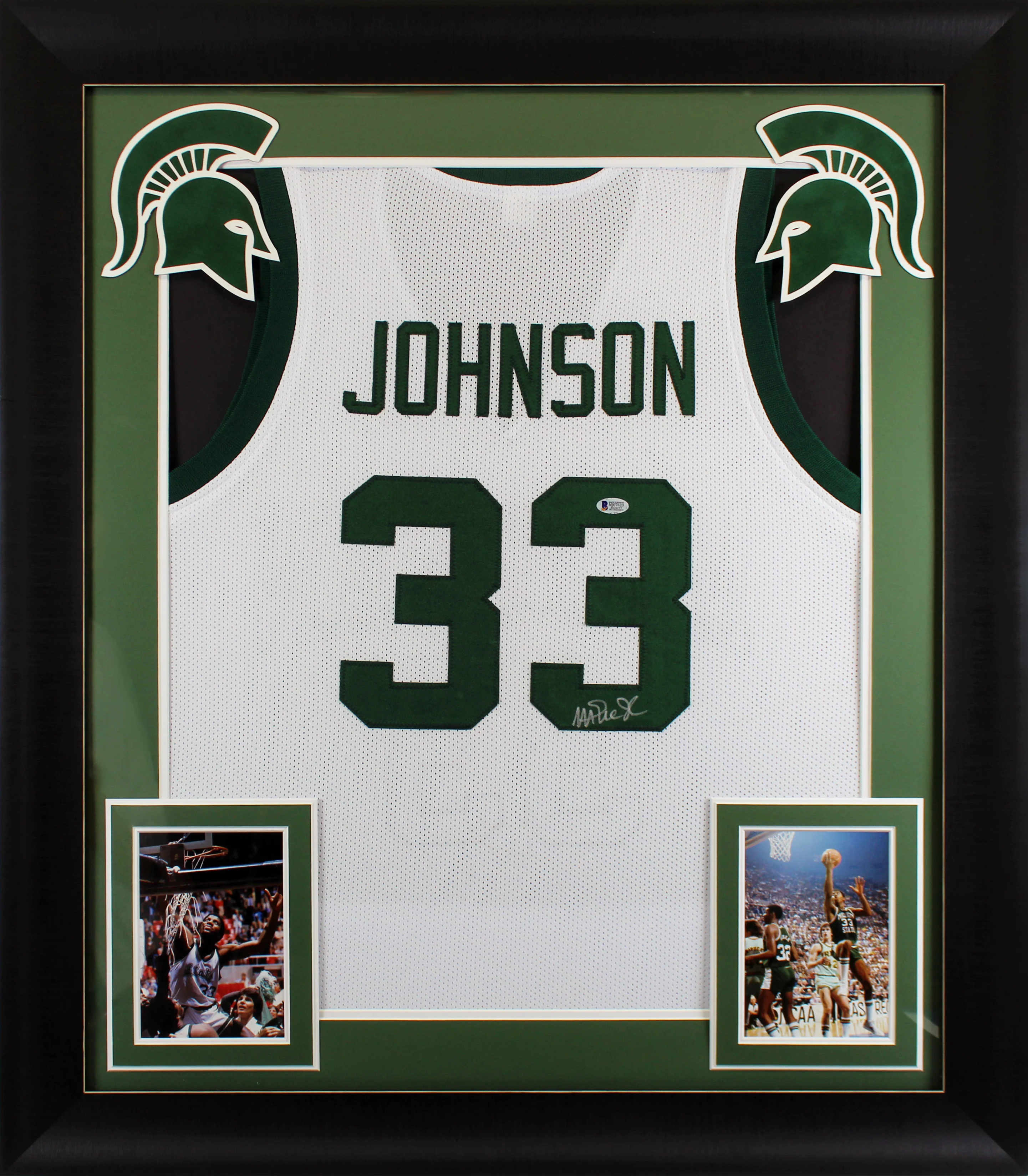 Michigan State Magic Johnson Signed White Pro Style Framed Jersey BAS Witnessed - Image 2