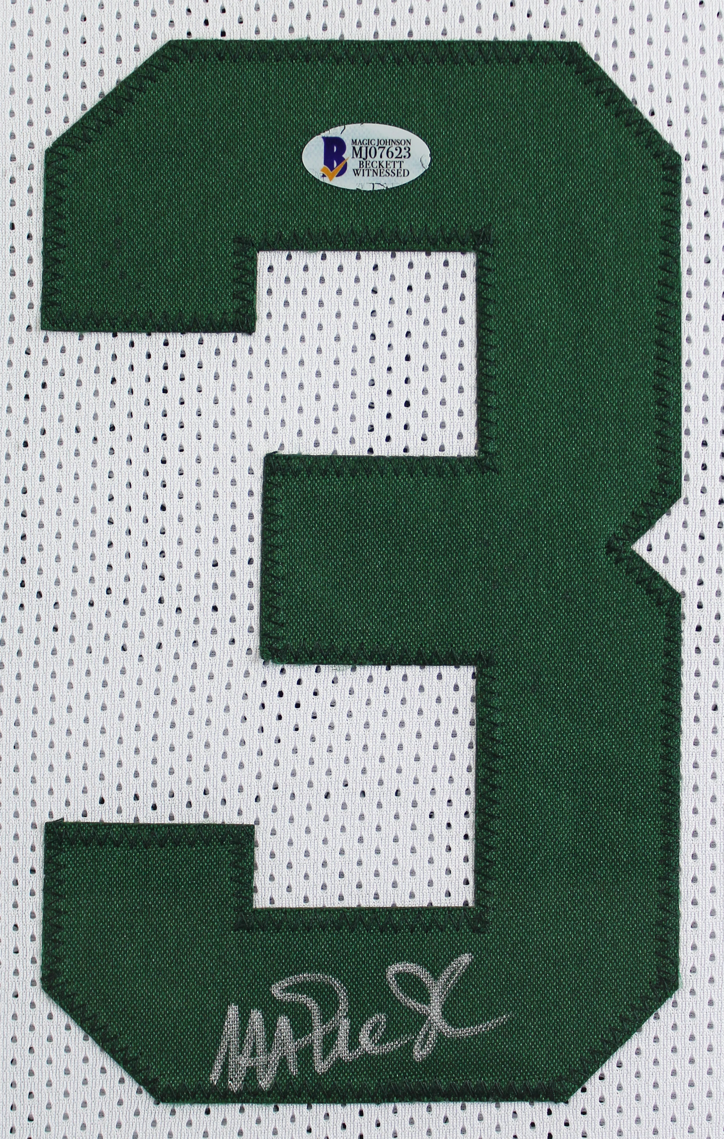 Michigan State Magic Johnson Signed White Pro Style Framed Jersey BAS Witnessed - Image 3