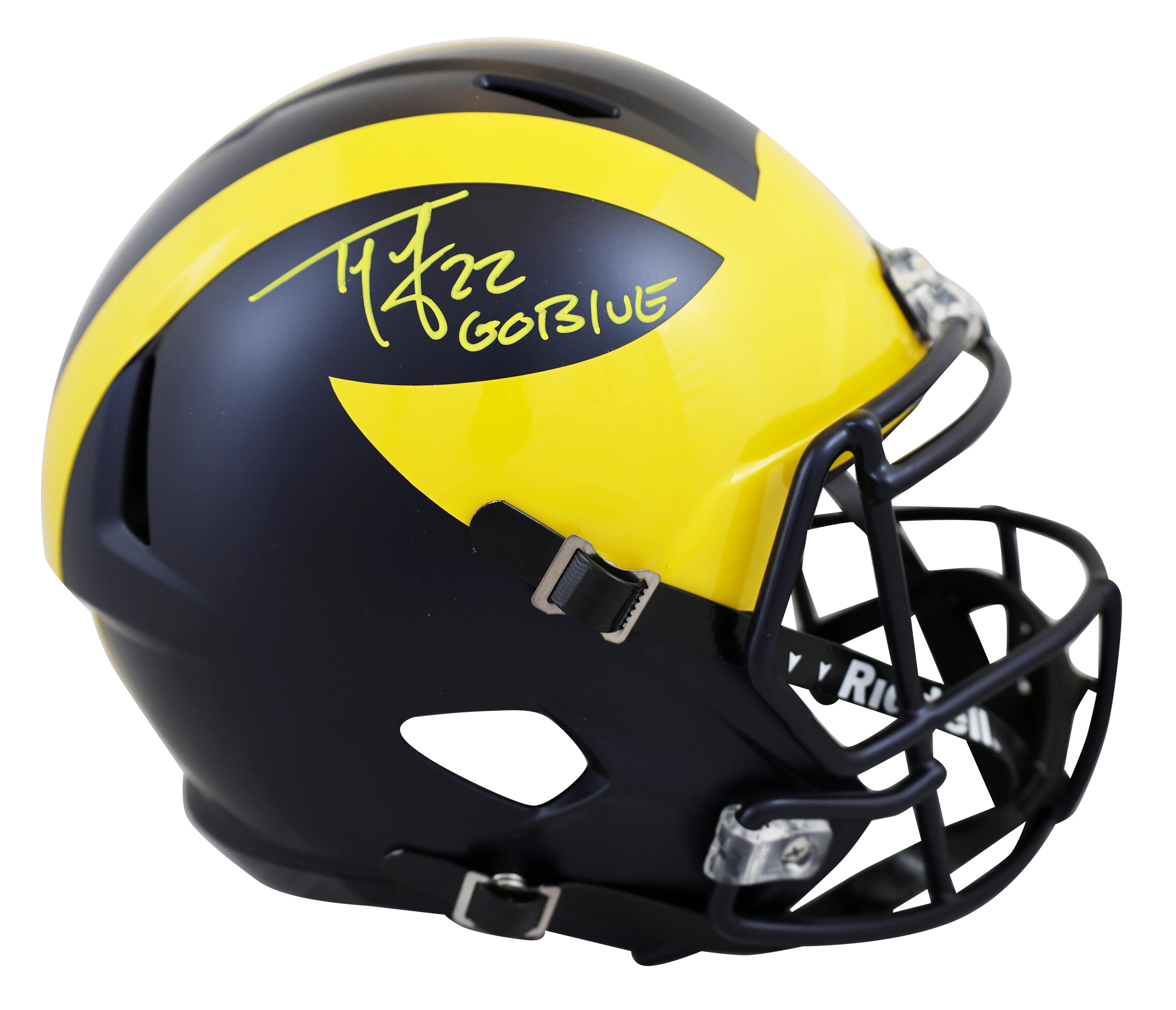 Michigan Ty Law "Go Blue" Signed Full Size Speed Rep Helmet W/ Case BAS Witness - Image 3