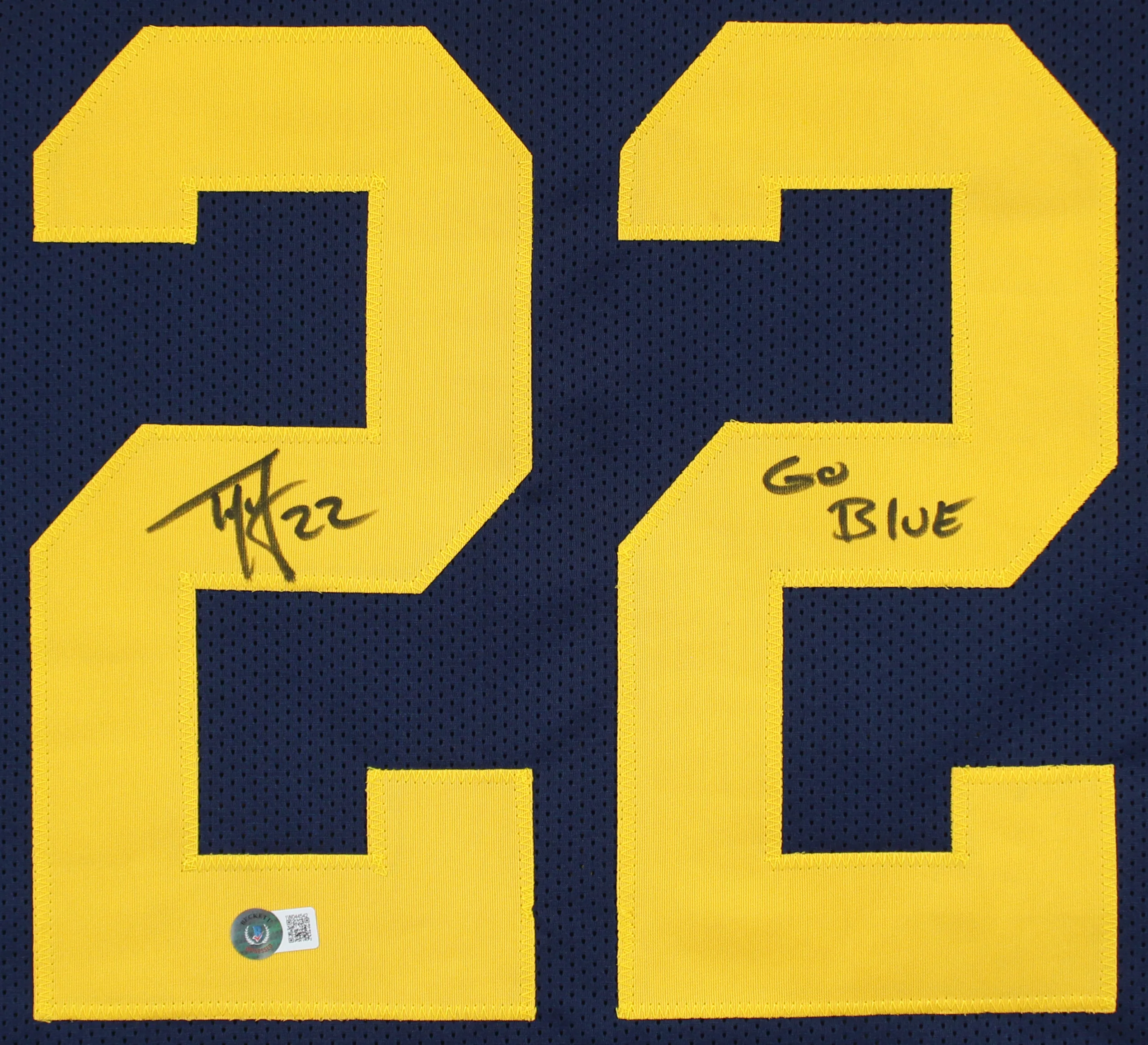 Michigan Ty Law "Go Blue" Signed Navy Blue Pro Style Jersey BAS Witnessed - Image 3