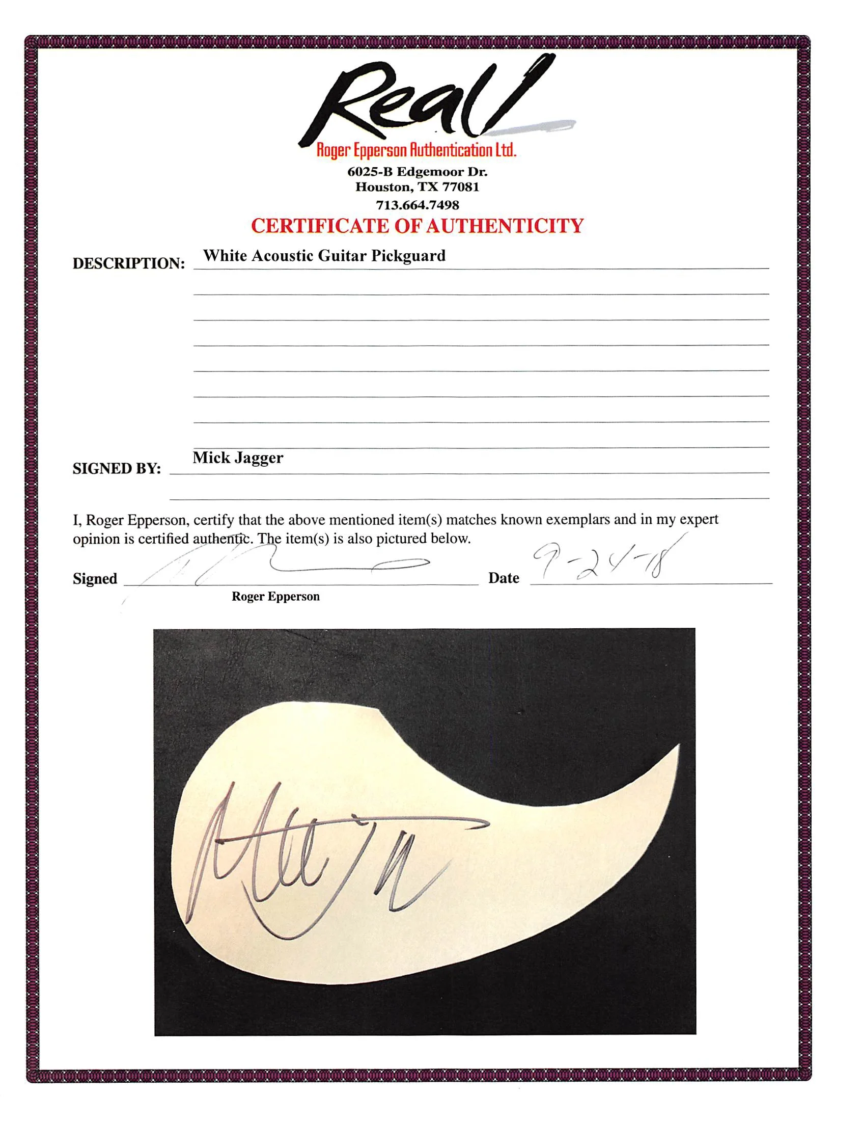 Mick Jagger Rolling Stones Authentic Signed Natural Acoustic Guitar BAS #A78557 - Image 8