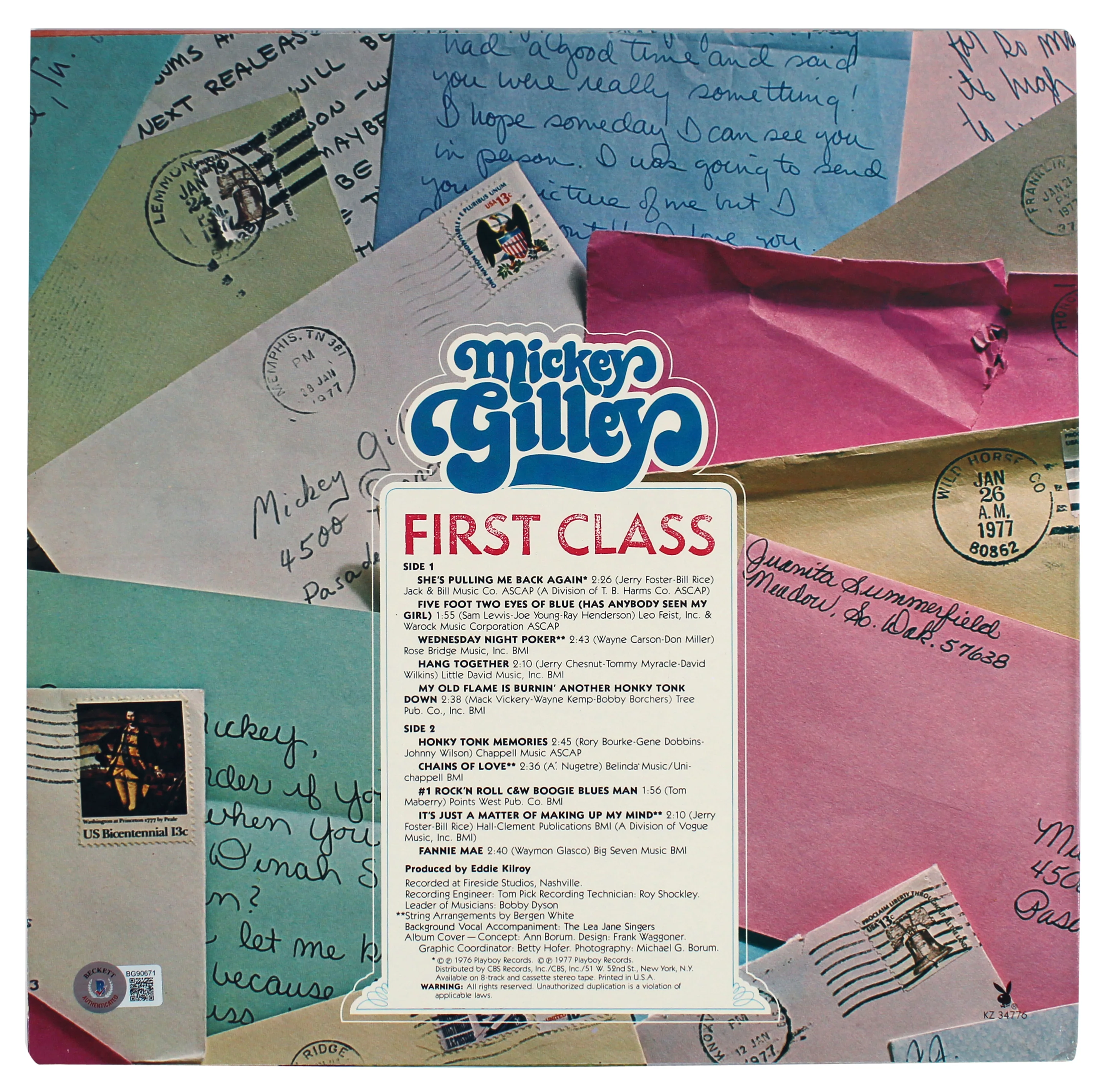 Mickey Gilley Authentic Signed First Class Album Cover Autographed BAS #BG90671 - Image 4