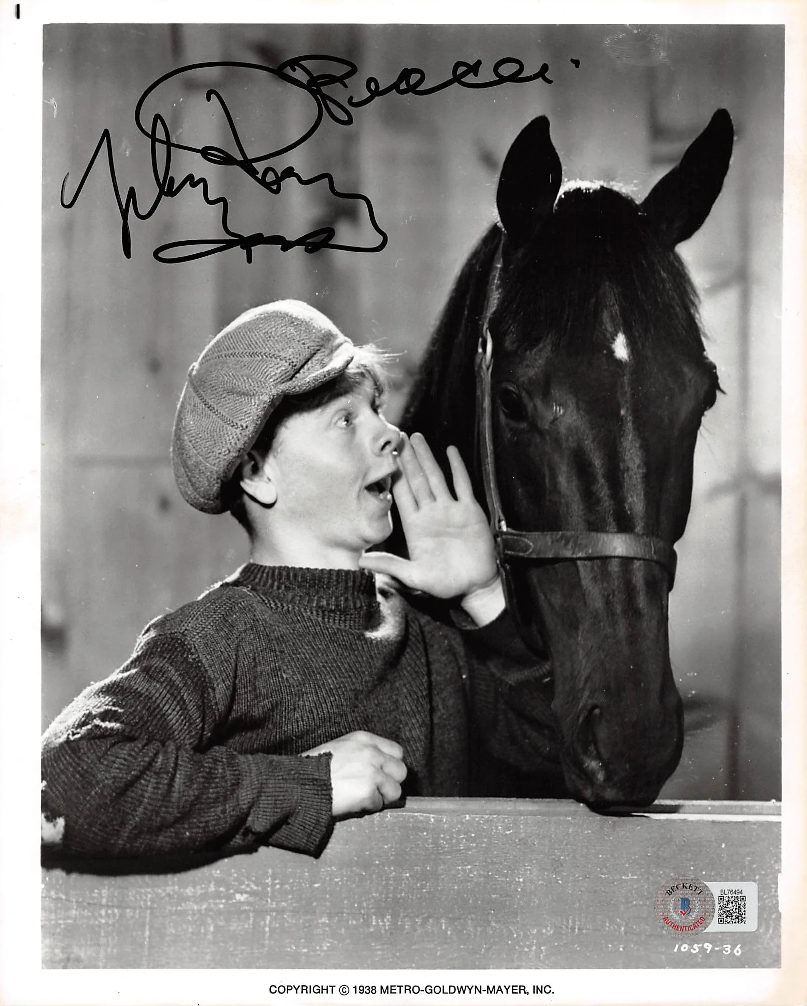 Mickey Rooney Stablemates Authentic Signed 8x10 Photo Autographed BAS #BL76494