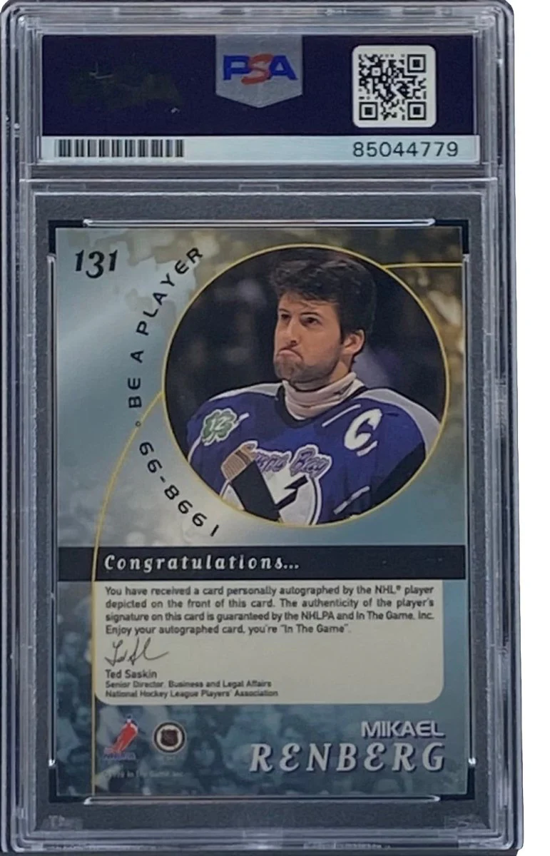 Mikael Renberg Signed 1998 In The Game #131 Lightning Hockey Card PSA/DNA - Image 2