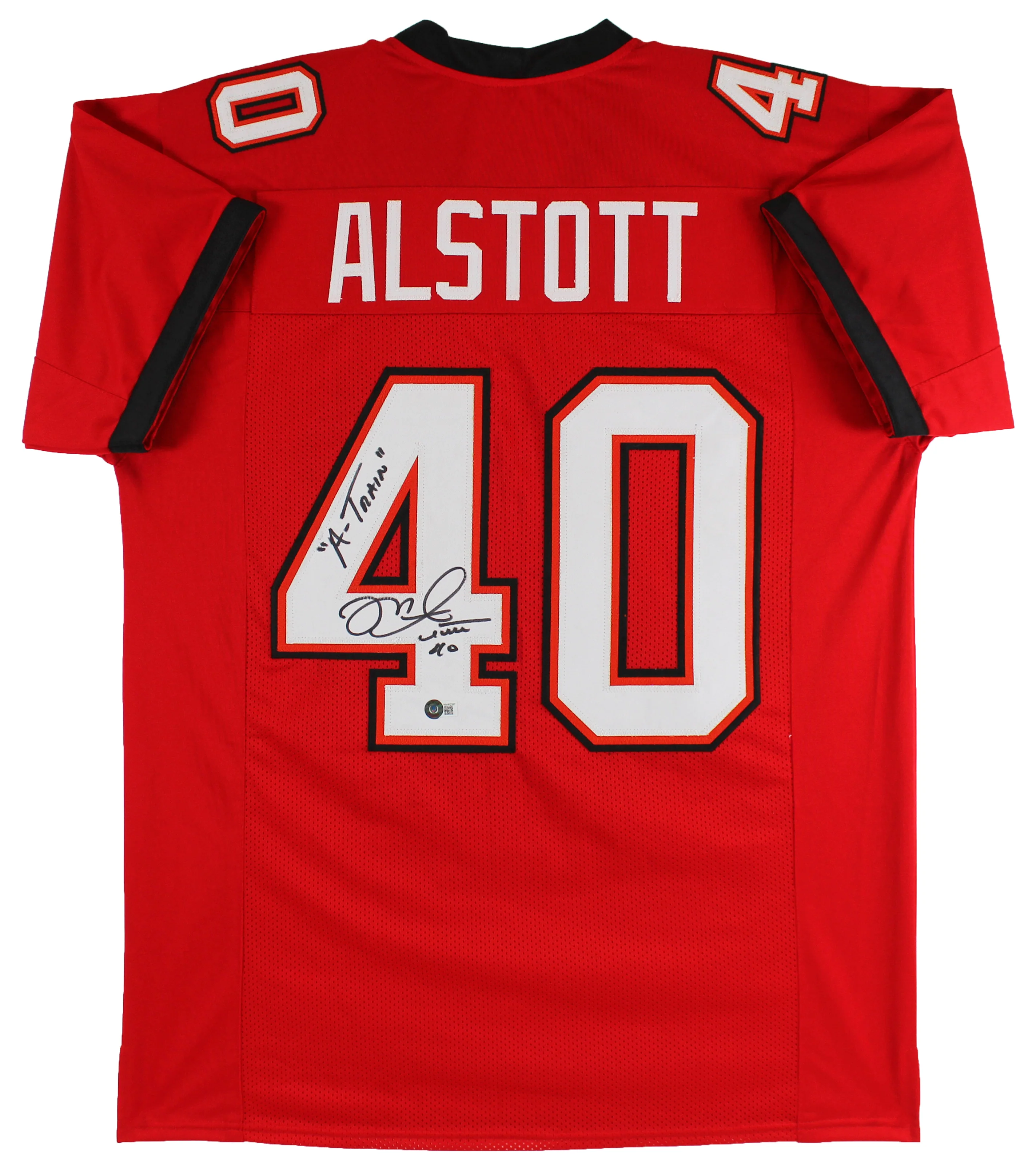 Mike Alstott "A-Train" Authentic Signed Red Pro Style Jersey BAS Witnessed - Image 2
