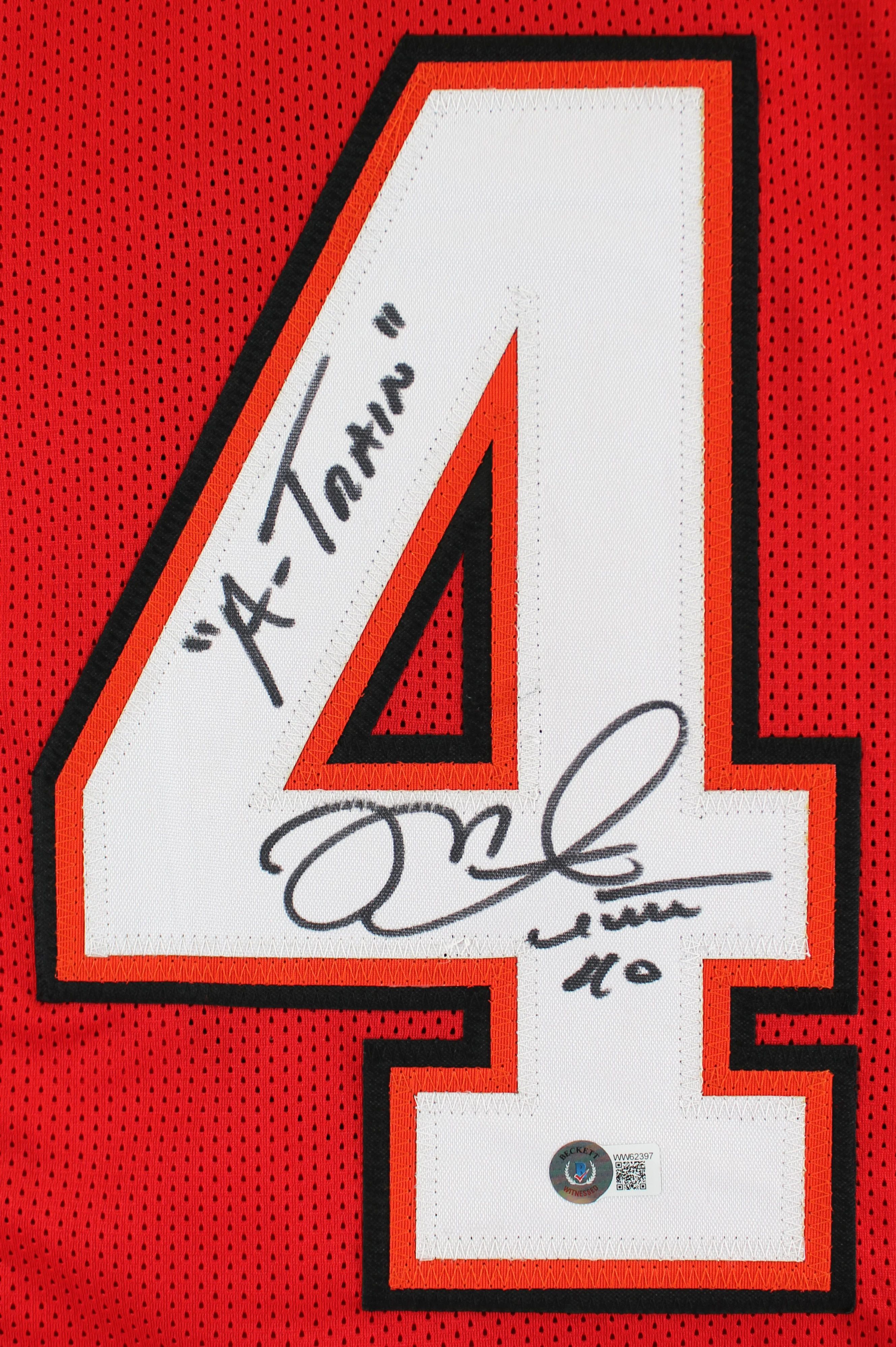 Mike Alstott "A-Train" Authentic Signed Red Pro Style Jersey BAS Witnessed - Image 3