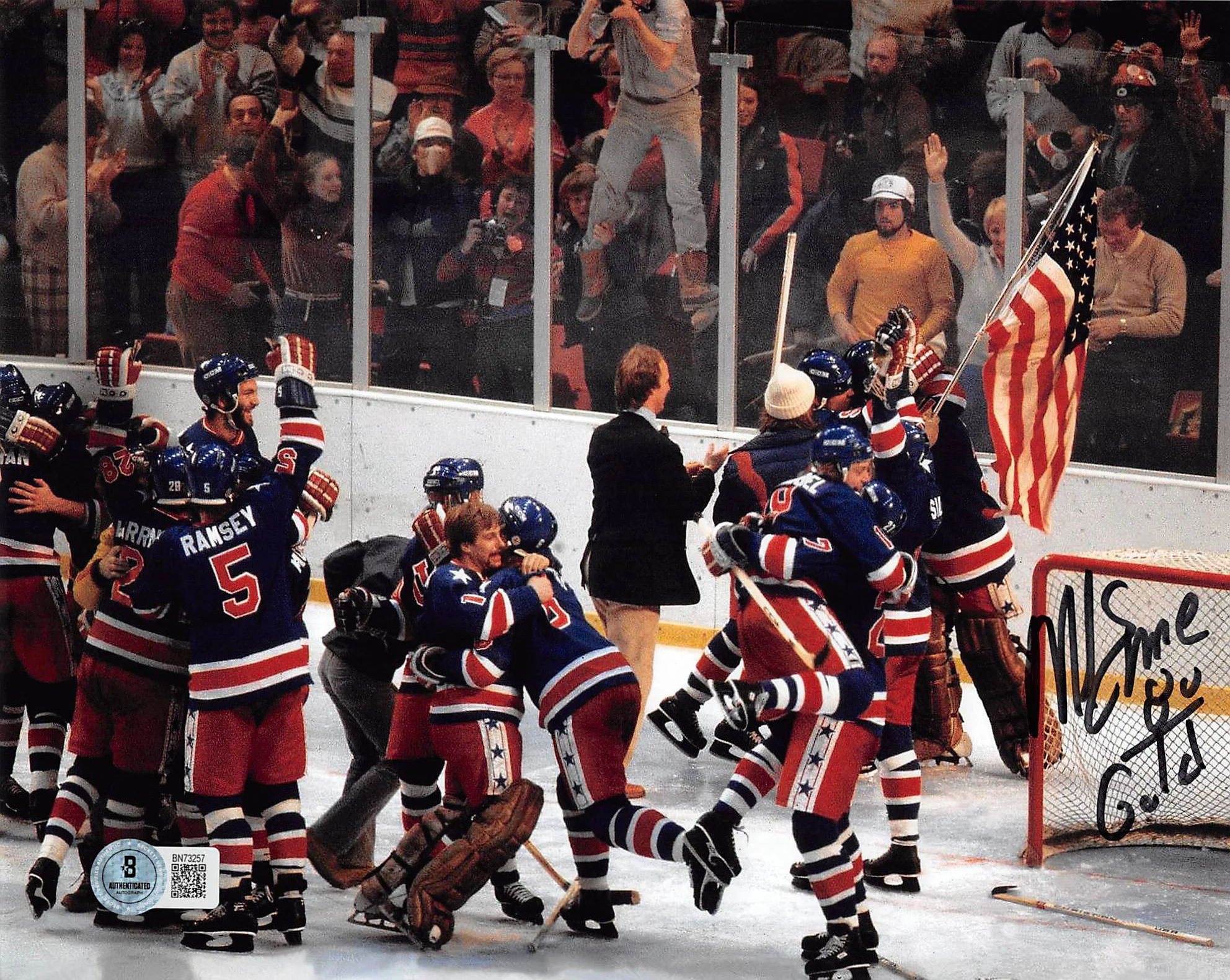 Mike Eruzione USA Hockey "80 Gold" Authentic Signed 8x10 Horizontal Photo BAS 2 - Image 2