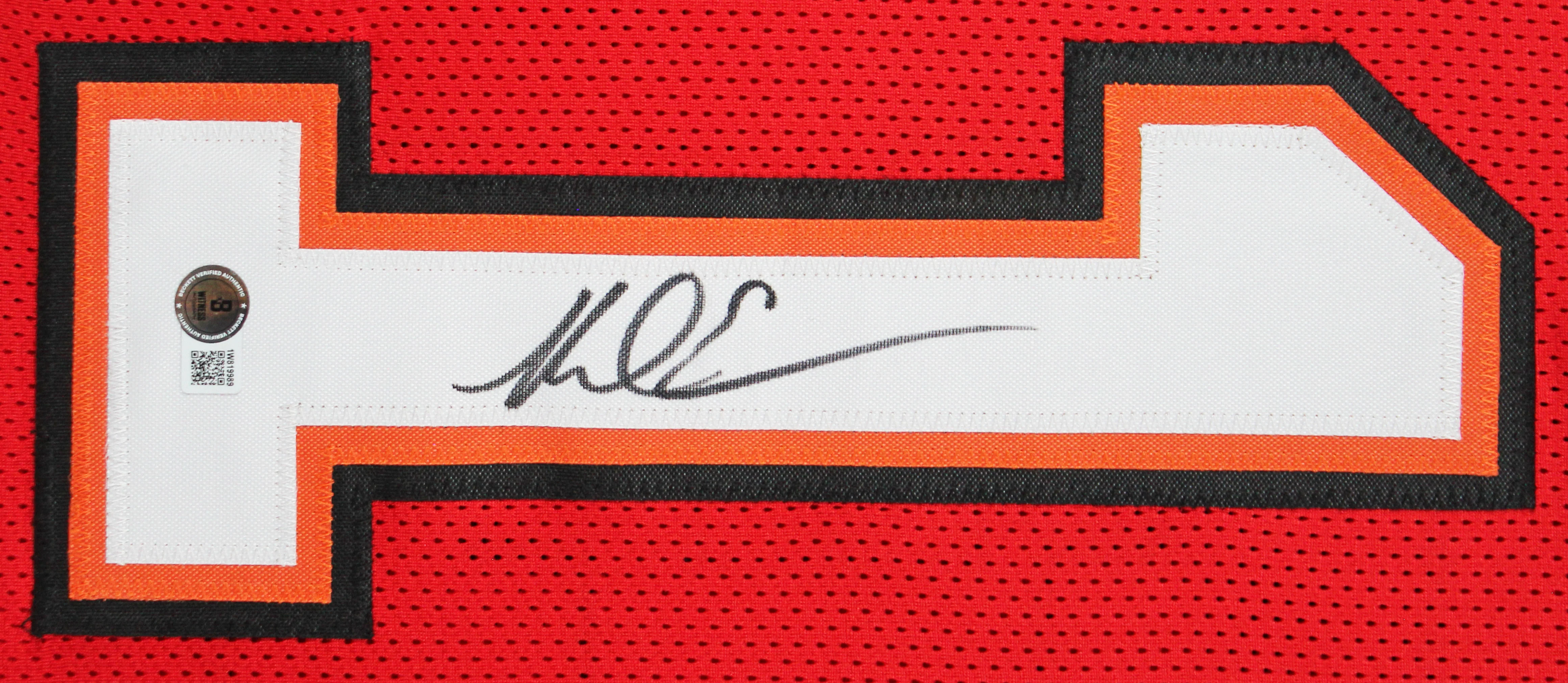 Mike Evans Authentic Signed Red Pro Style Framed Jersey BAS Witnessed 2 - Image 3