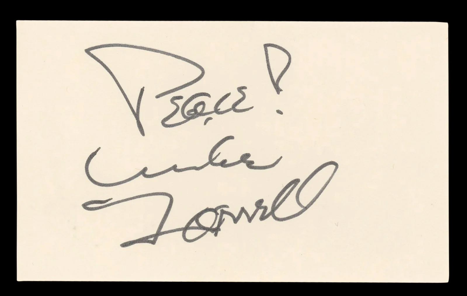 Mike Farrell MASH "Peace!" Authentic Signed 3x5 Index Card BAS #BL96696