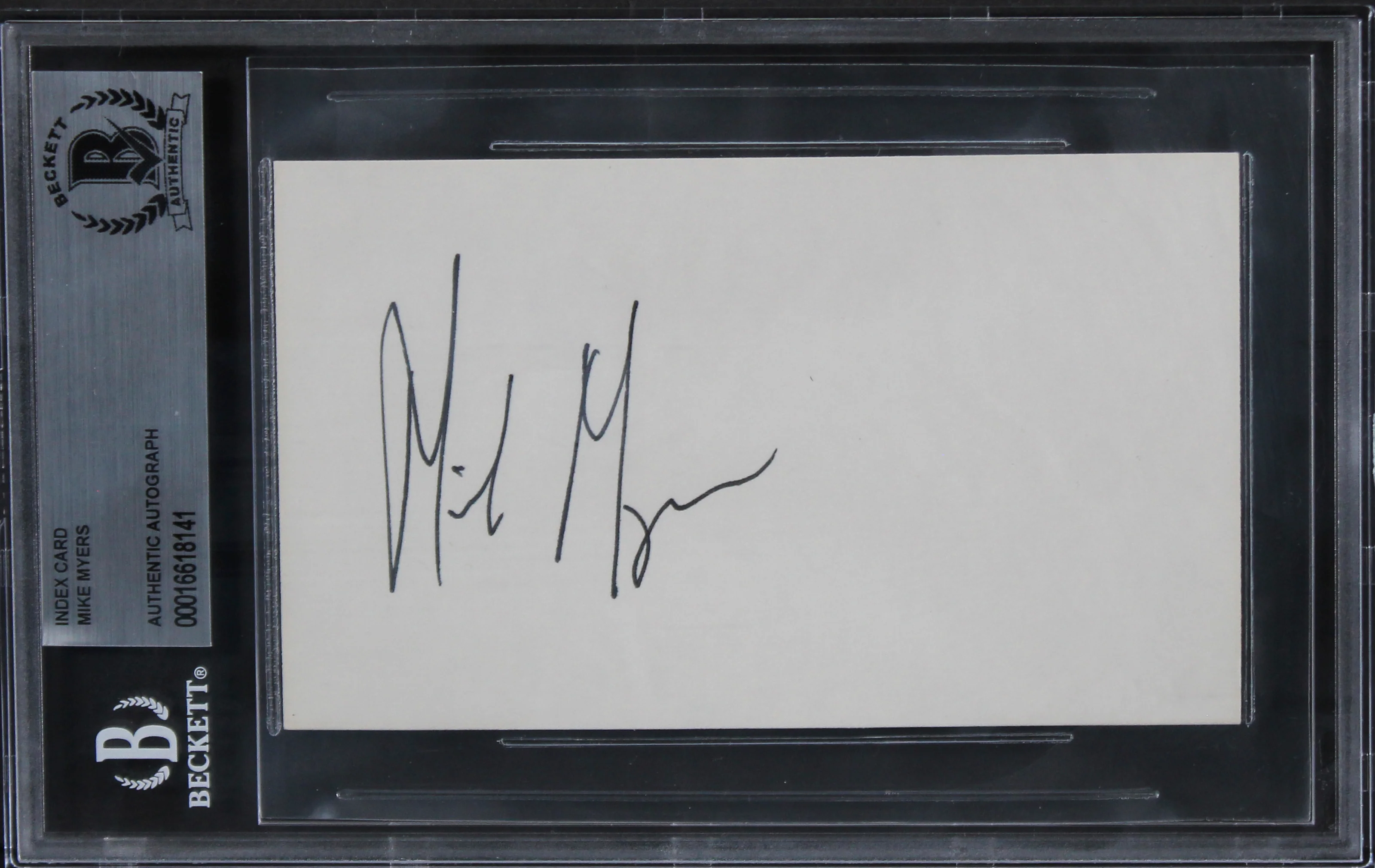 Mike Myers Austin Powers Authentic Signed 3x5 Index Card BAS Slabbed 1