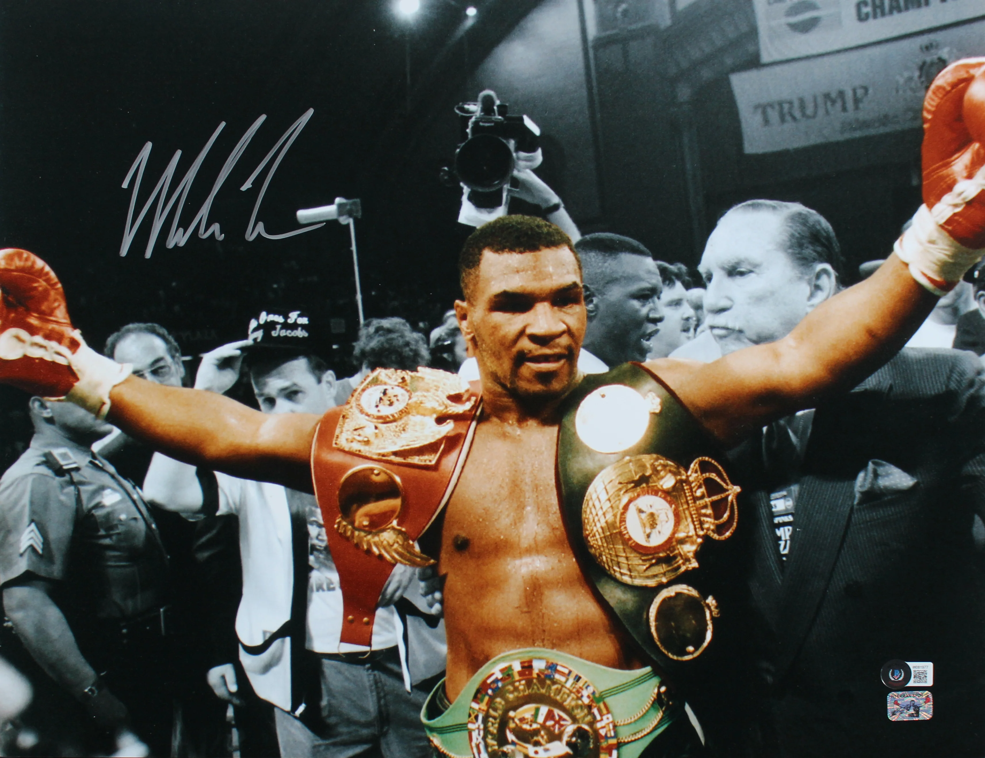 Mike Tyson Authentic Signed 16x20 Horizontal Spotlight Photo w/ Arms Out BAS - Image 2