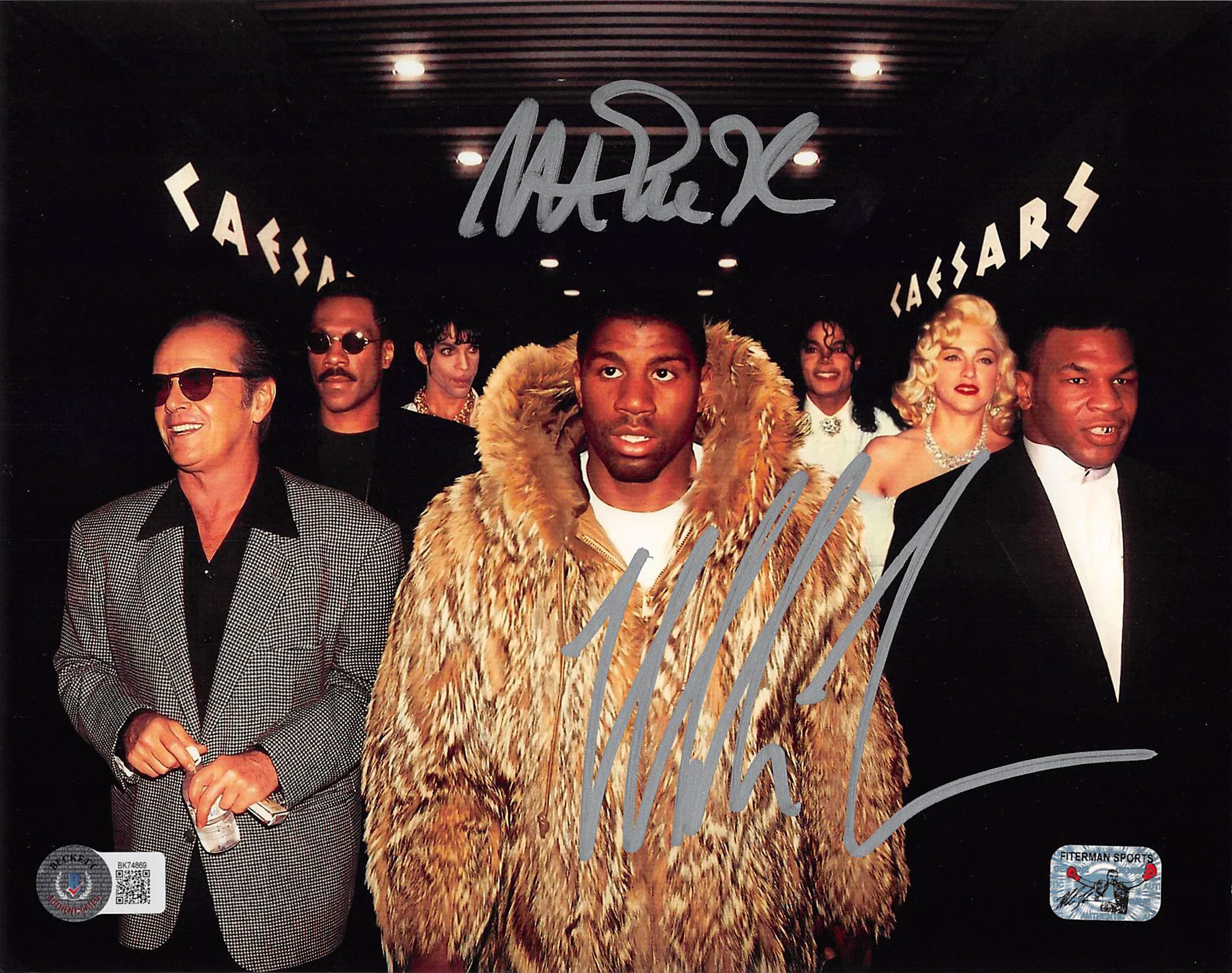 Mike Tyson & Magic Johnson Signed 8x10 Hollywood Legend Photo w Silver Sig BAS W - Image 2