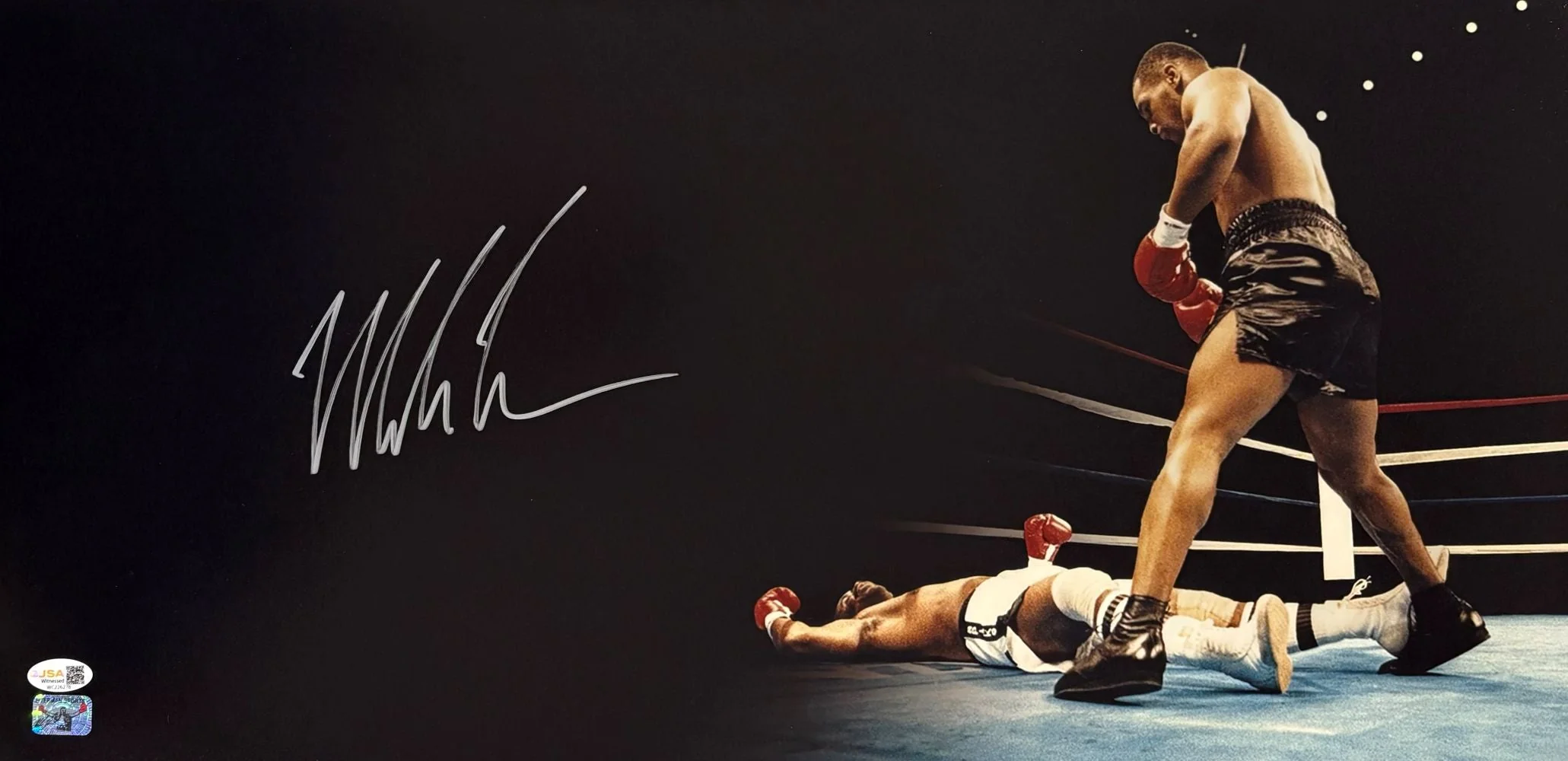 Mike Tyson Signed 12x24 Boxing Panoramic Photo JSA QR Hologram