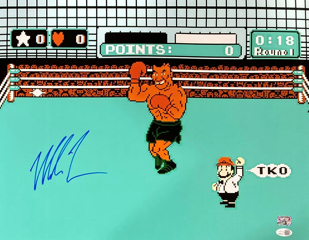 Mike Tyson Signed 16x20 Boxing Punch Out Photo JSA QR Hologram
