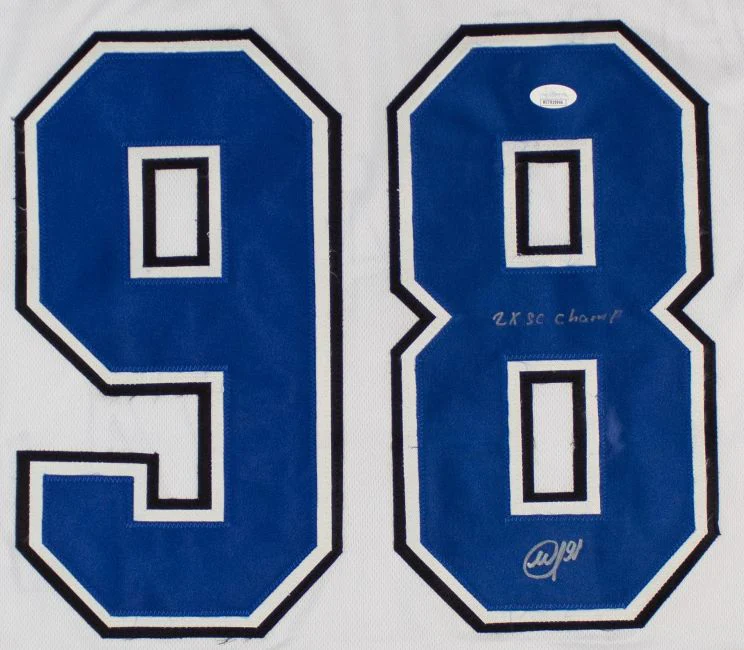 Mikhail Sergachev Tampa Bay Signed White Hockey Jersey 2x SC Champs JSA Hologram - Image 2