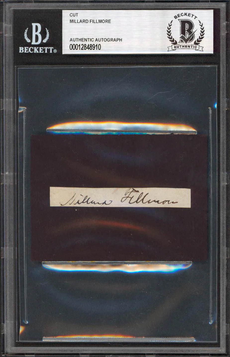 Millard Fillmore Authentic Signed .4x2.75 Cut Signature Autographed BAS Slabbed - Image 2