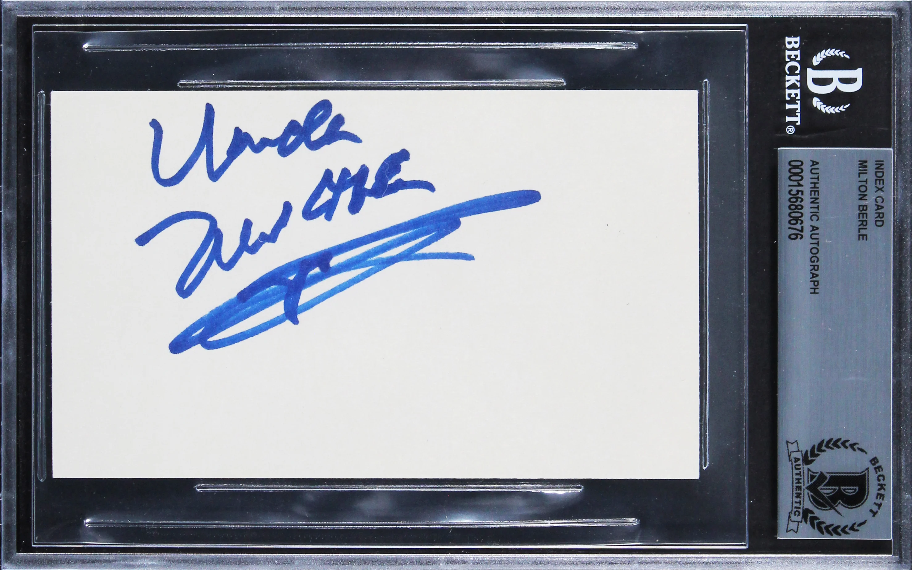 Milton Berle It's a Mad, Mad, Mad, Mad World Signed 3x5 Index Card BAS Slabbed 2 - Image 2