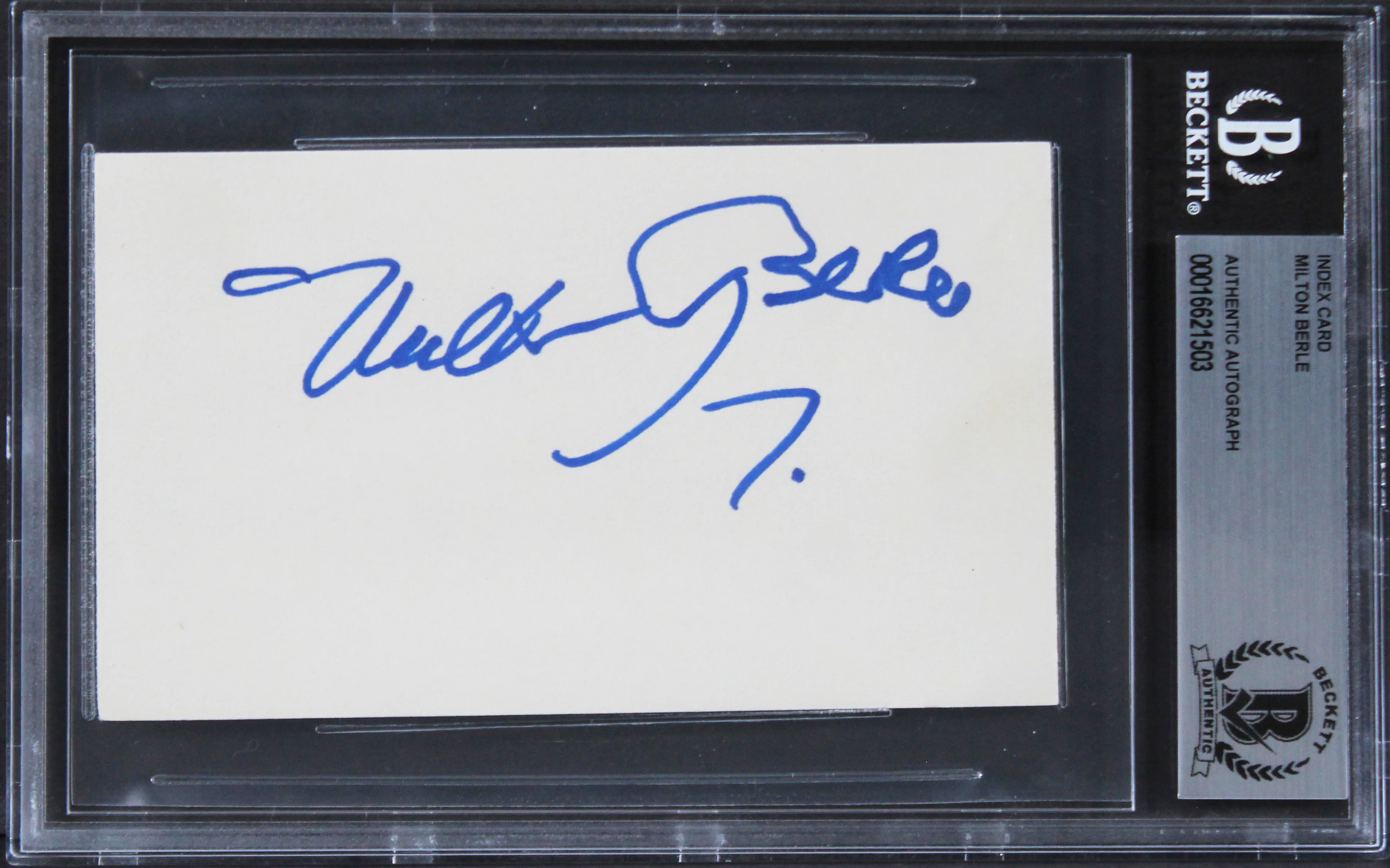 Milton Berle The Milton Berle Show Authentic Signed 3x5 Index Card BAS Slabbed - Image 2
