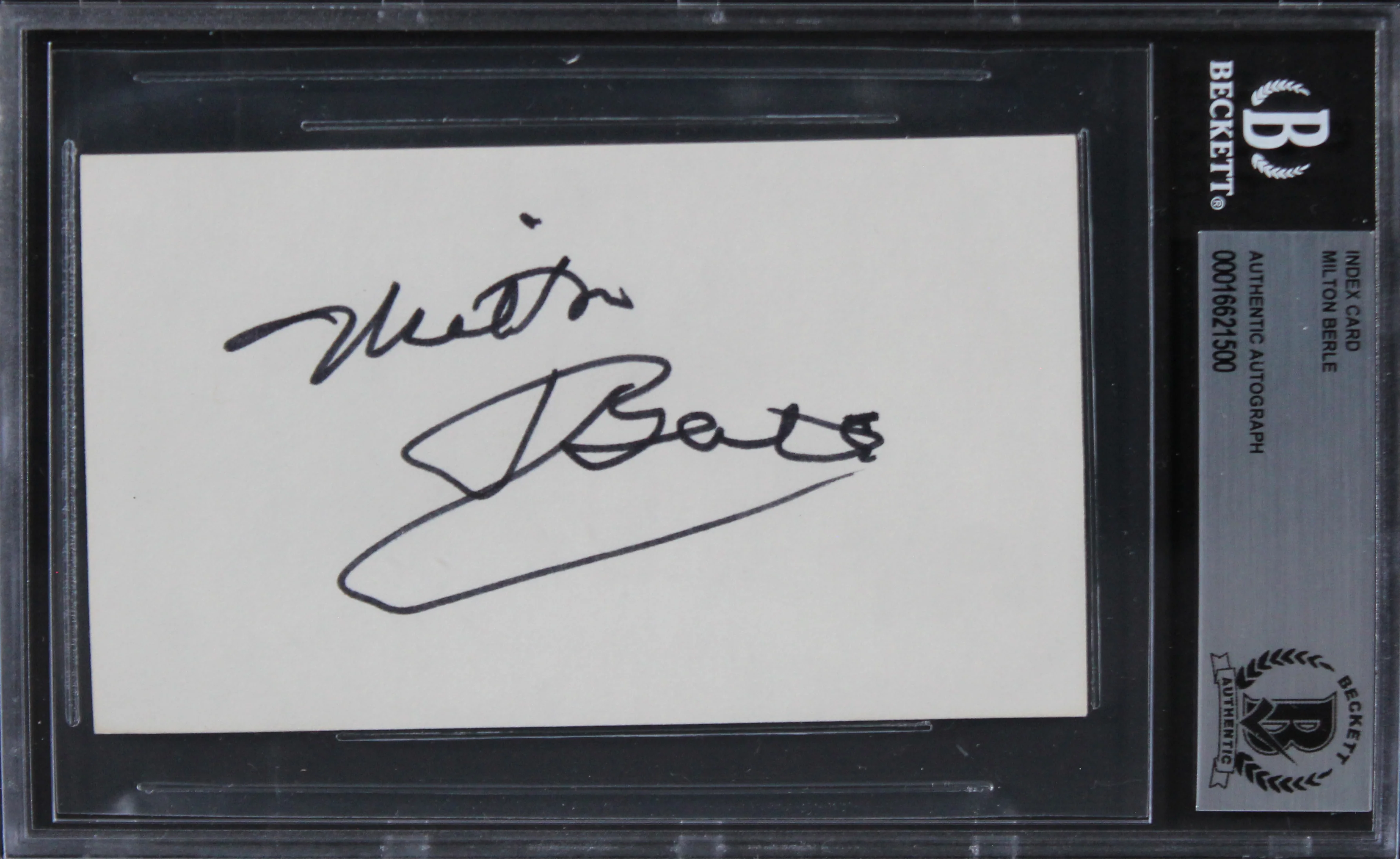 Milton Berle The Milton Berle Show Authentic Signed 3x5 Index Card BAS Slabbed 3 - Image 2