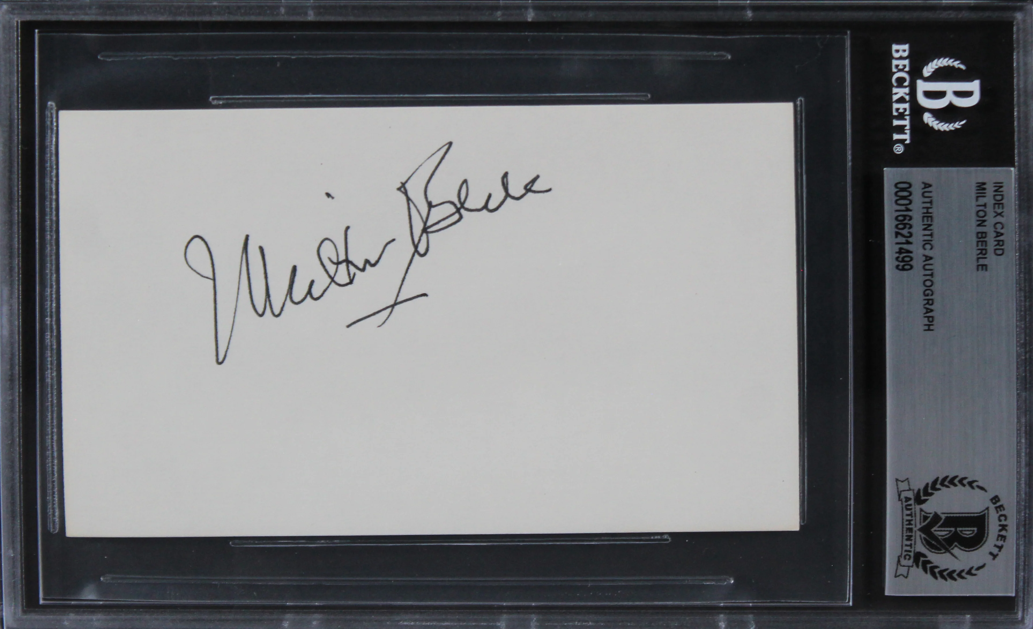 Milton Berle The Milton Berle Show Authentic Signed 3x5 Index Card BAS Slabbed 4 - Image 2