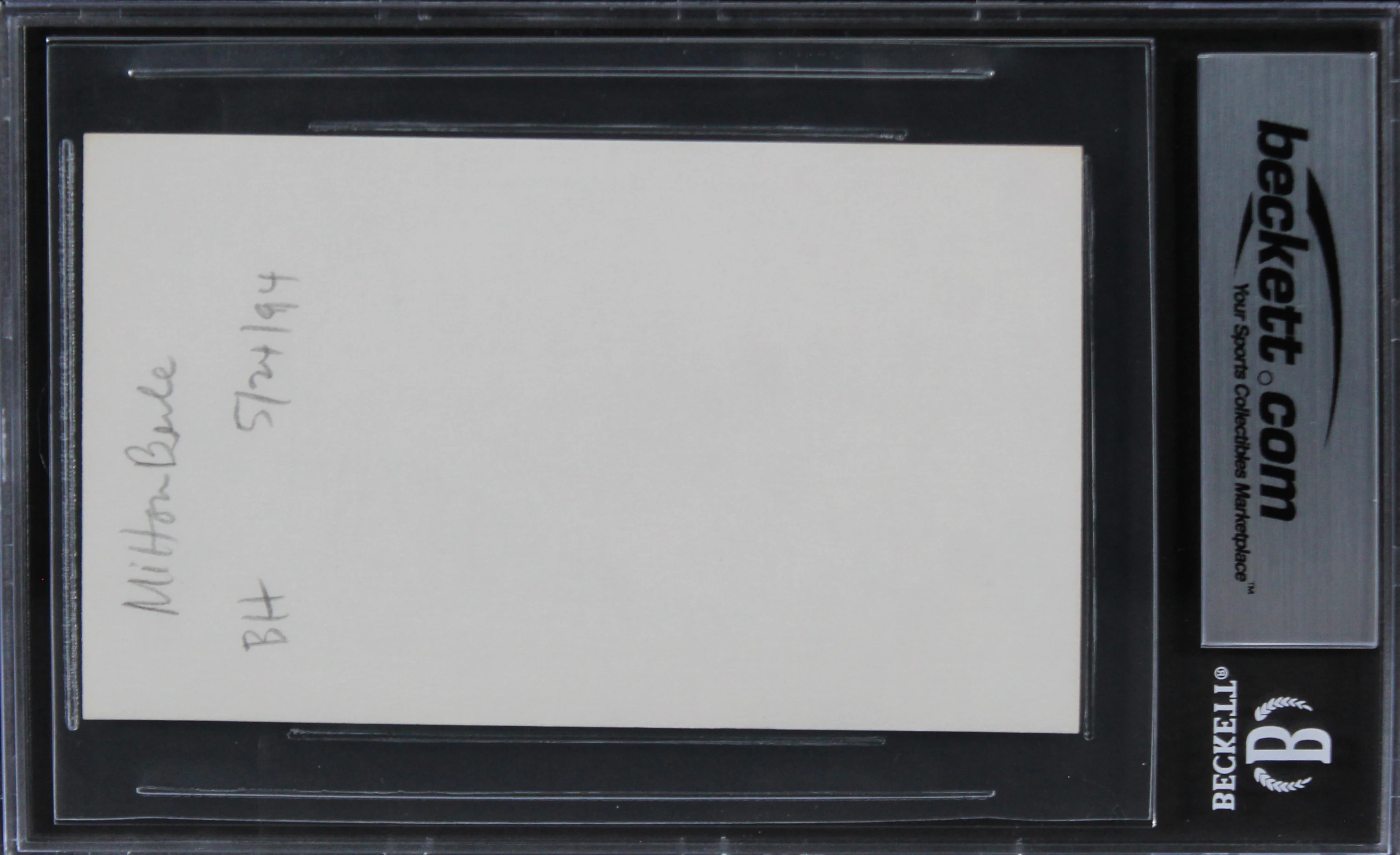 Milton Berle The Milton Berle Show Authentic Signed 3x5 Index Card BAS Slabbed 4 - Image 3