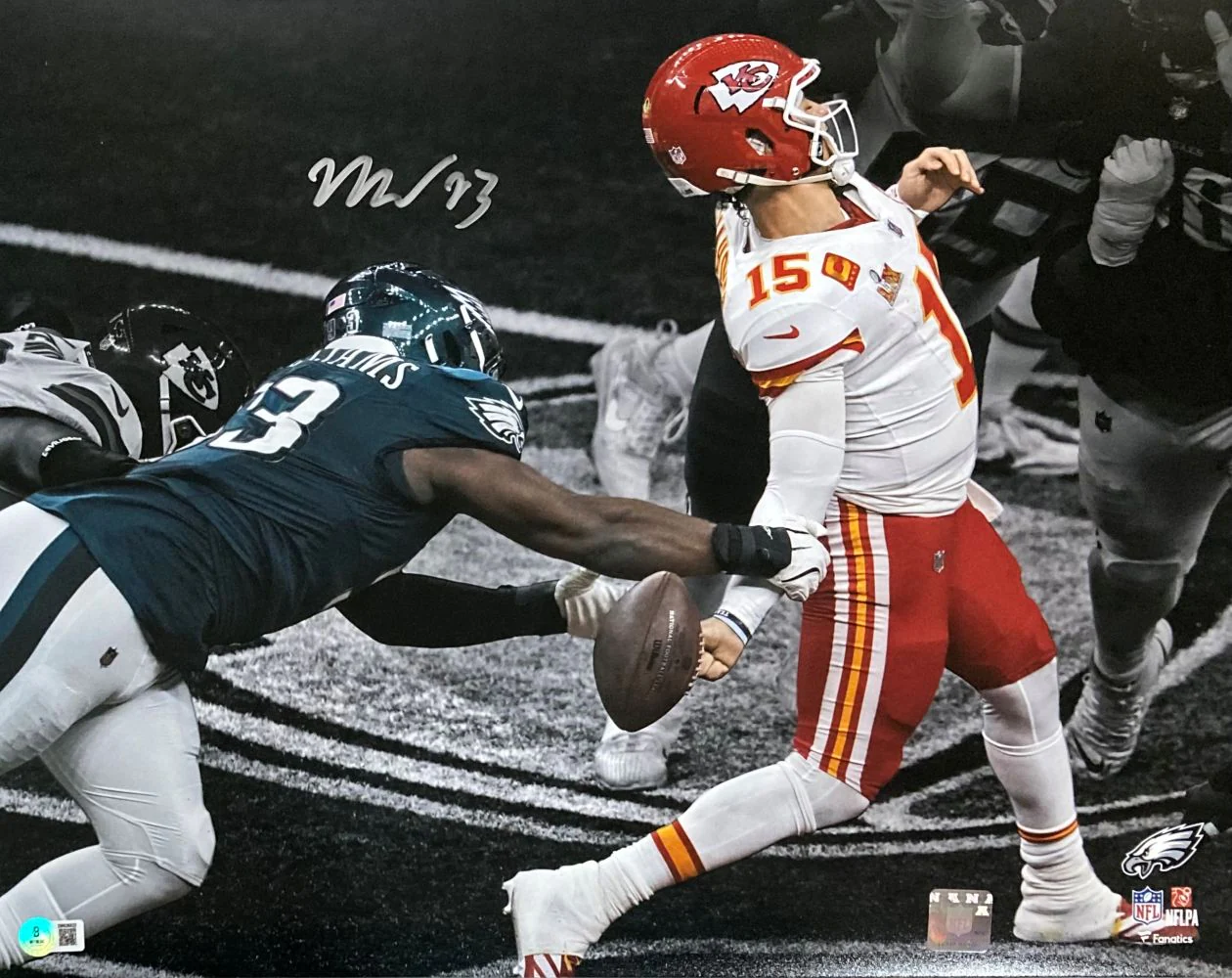 Milton Williams Signed 16x20 Eagles Super Bowl 59 Strip Sack Spotlight Photo BAS