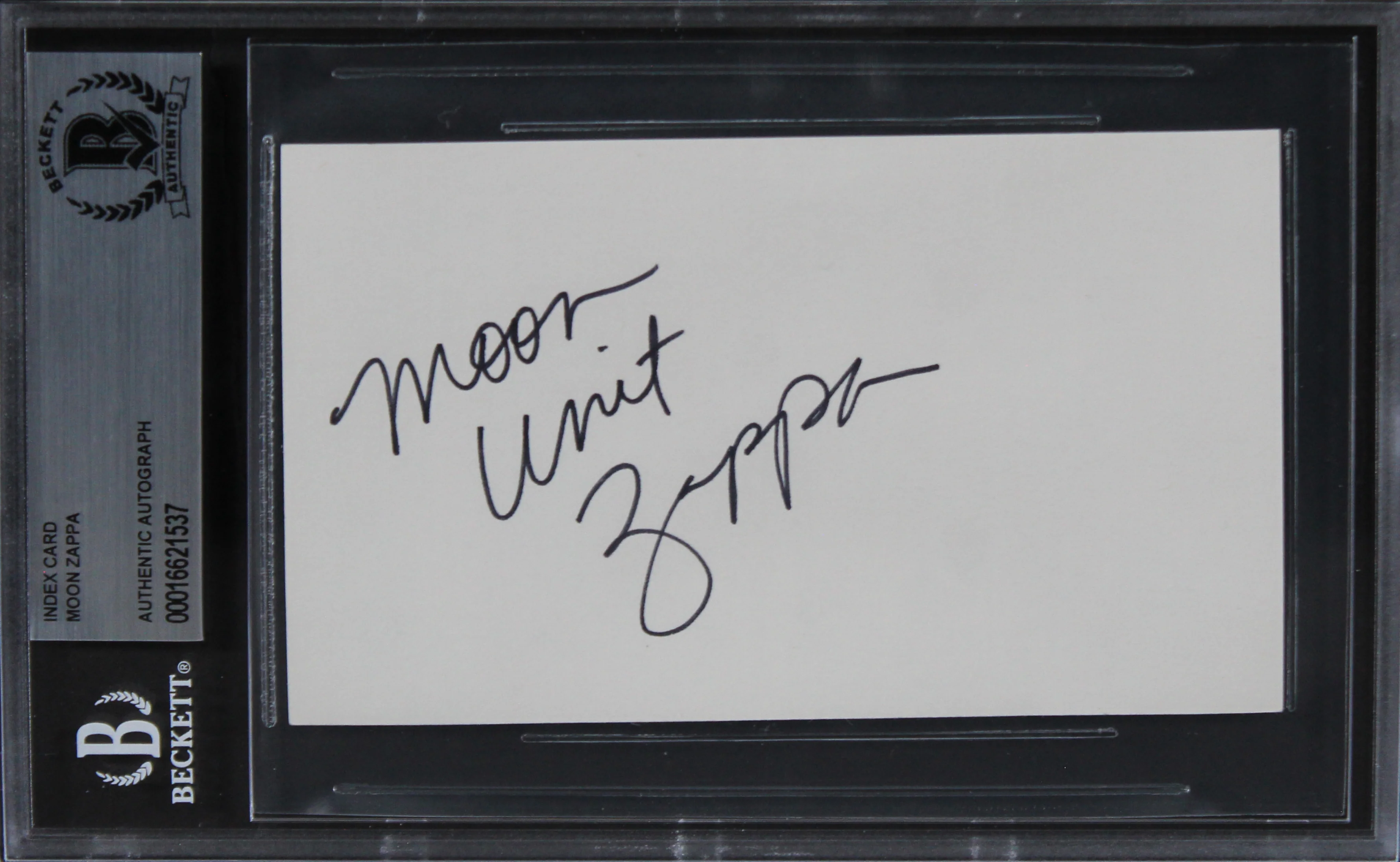 Moon Unit Zappa European Vacation Authentic Signed 3x5 Index Card BAS Slabbed - Image 2