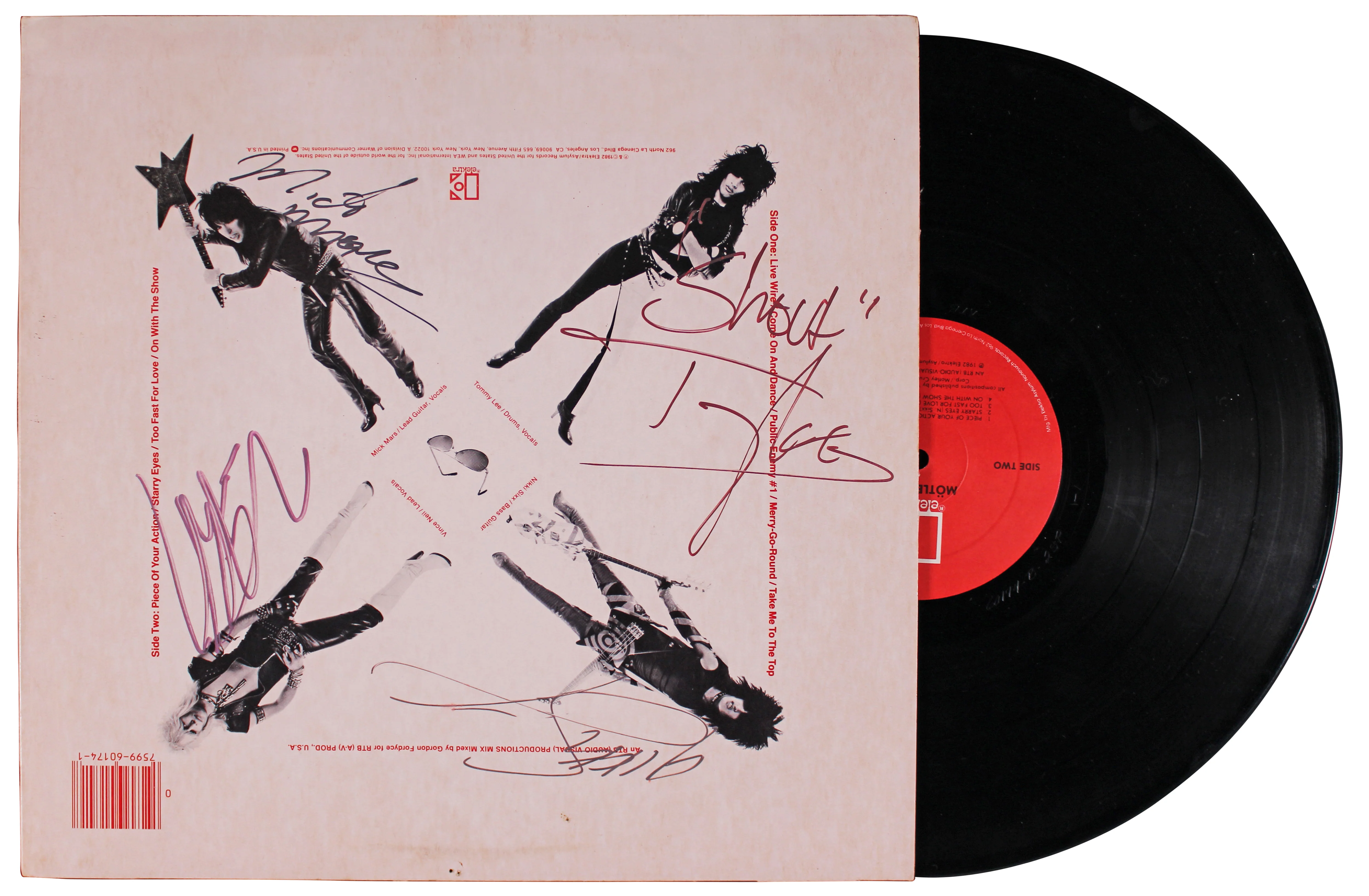 Motley Crue (4) Neil, Sixx, Lee & Mars Signed Album Cover W/ Vinyl BAS #AE19007 - Image 2