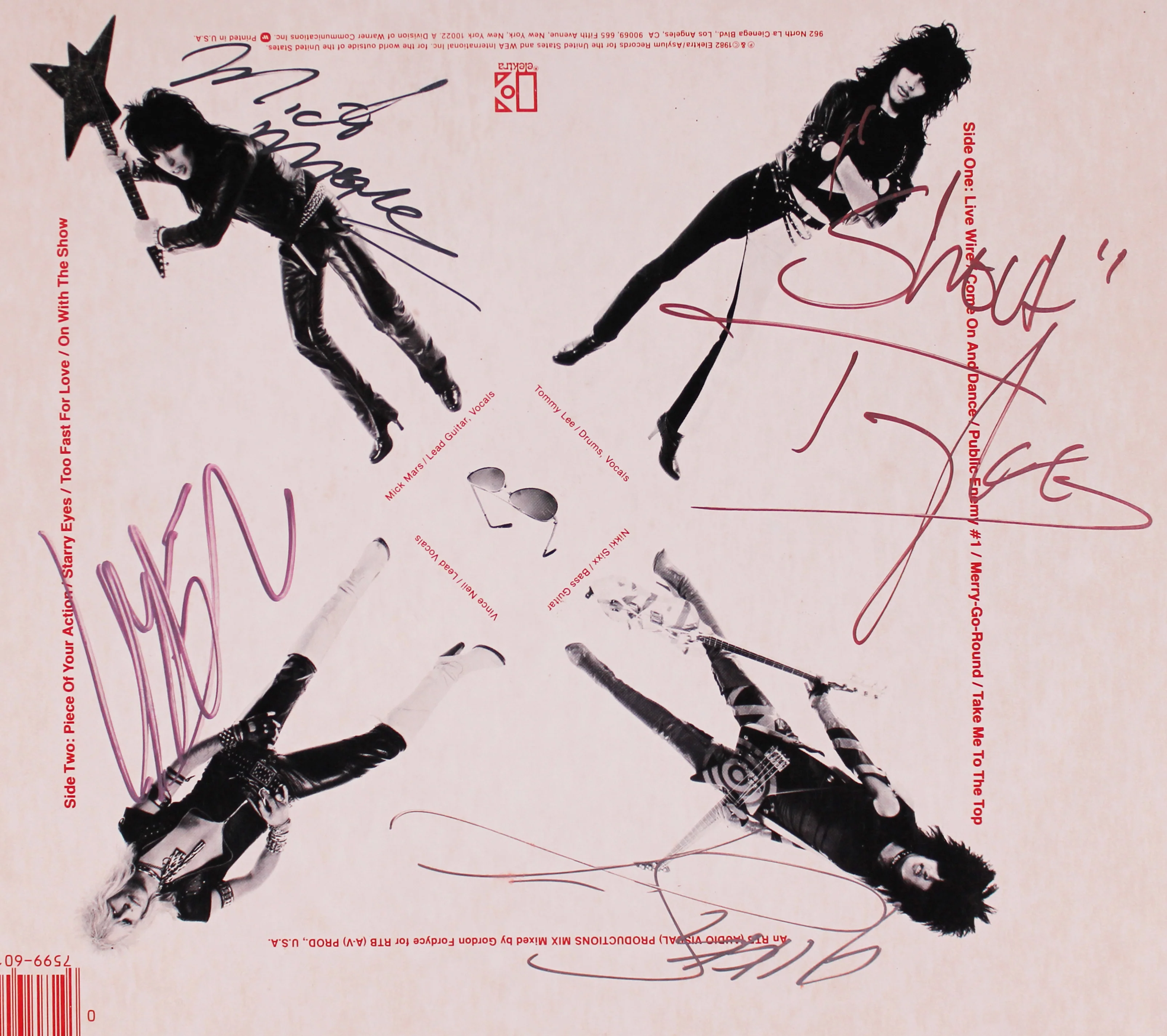 Motley Crue (4) Neil, Sixx, Lee & Mars Signed Album Cover W/ Vinyl BAS #AE19007 - Image 4