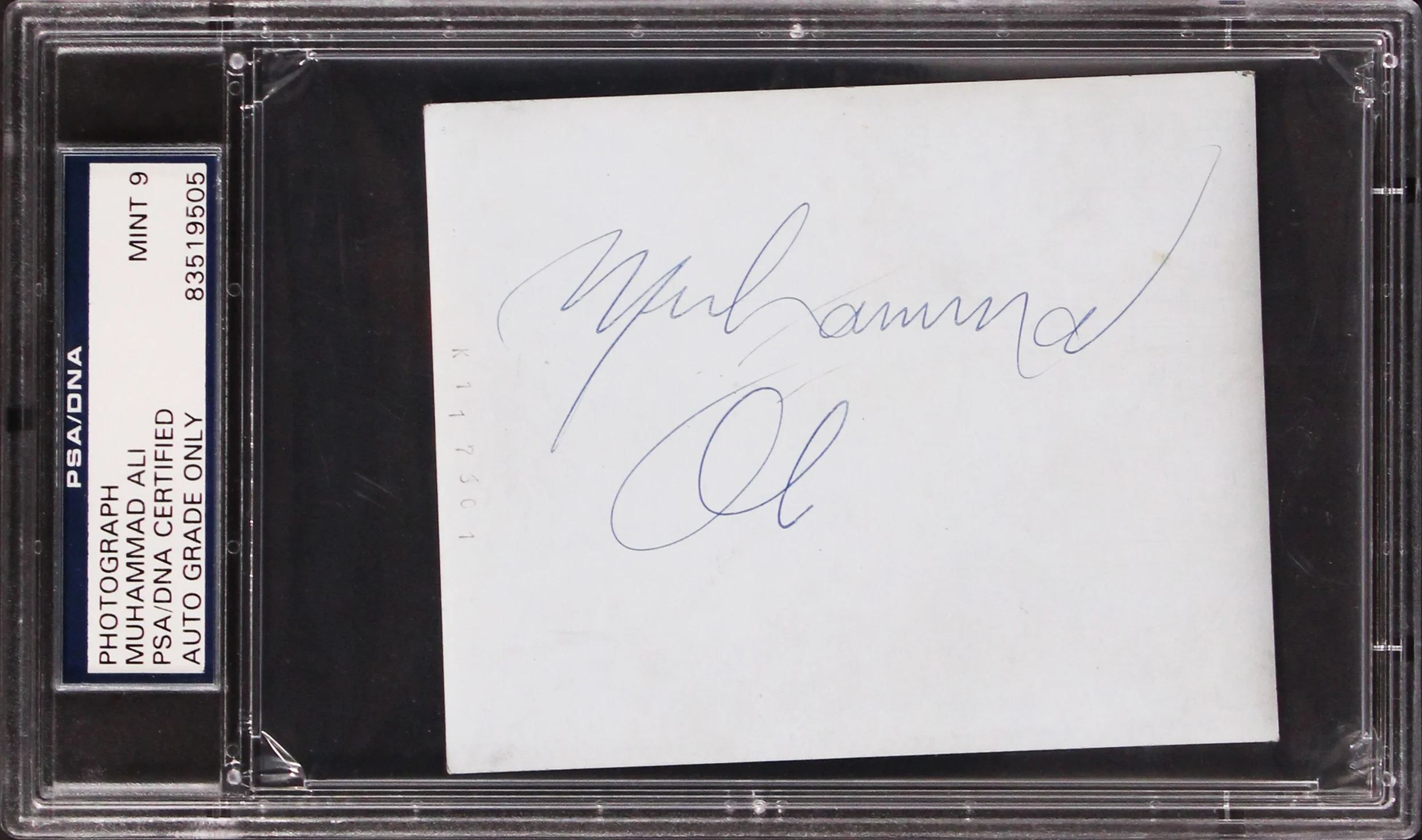 Muhammad Ali Authentic Signed 3.5x4.25 Photo Auto Graded Gem Mint 9! PSA Slab